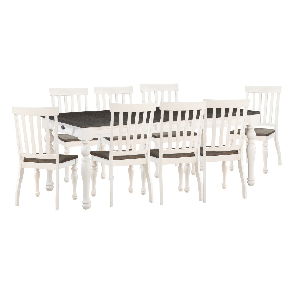 Joanne Two tone mocha and ivory finish Casual Dining Room Set with Rectangular Table ( Seats 8 )