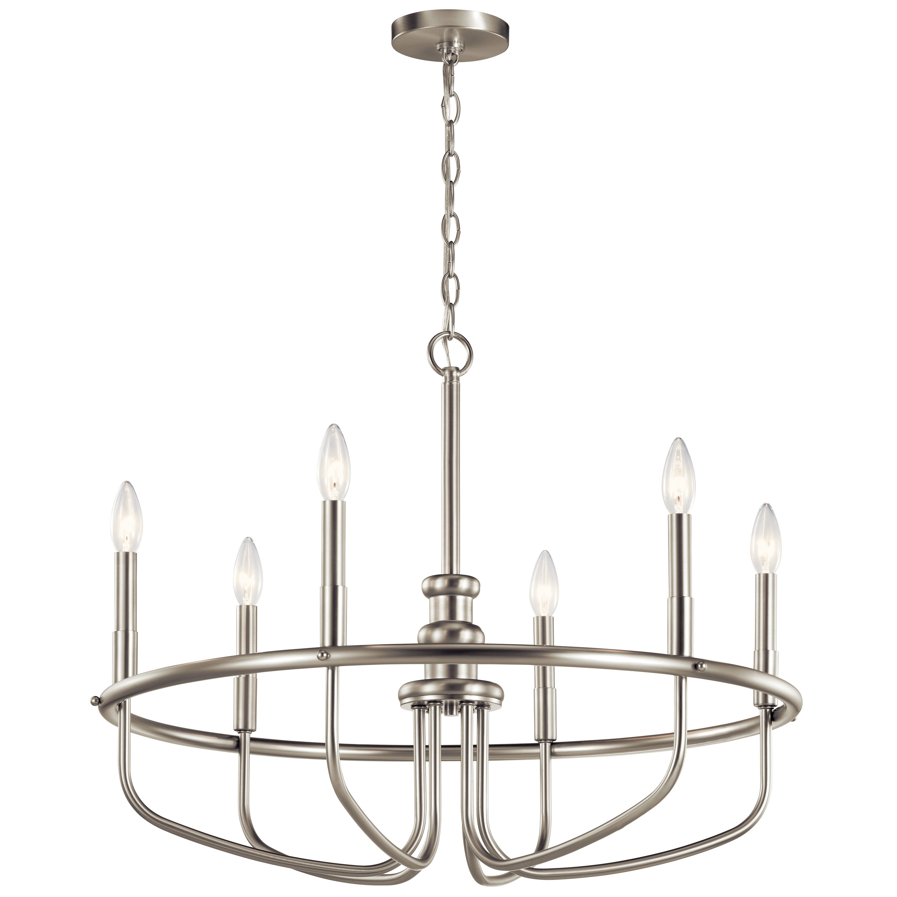 Capitol　Brushed　52304NI　Chandelier，　Kichler　Watts，　Total　360　6-Light　Hill　Nickel-