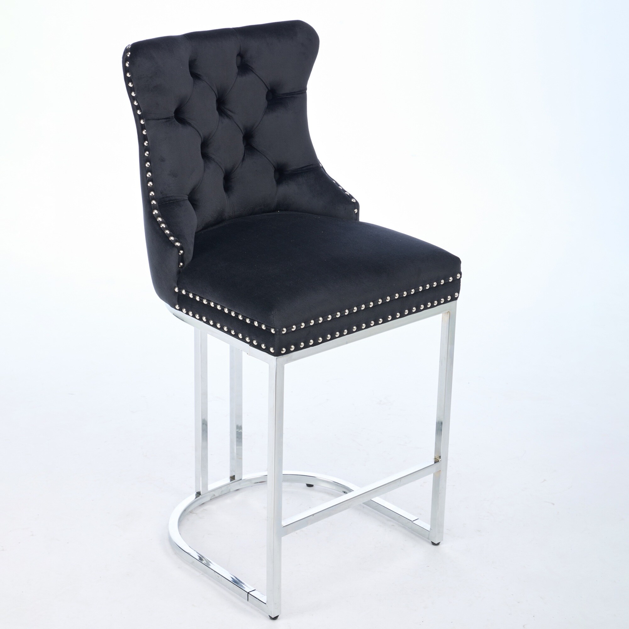 LUXEYARD 25 Counter Height Bar Stools Set of 2 Modern Velvet Barstools ...