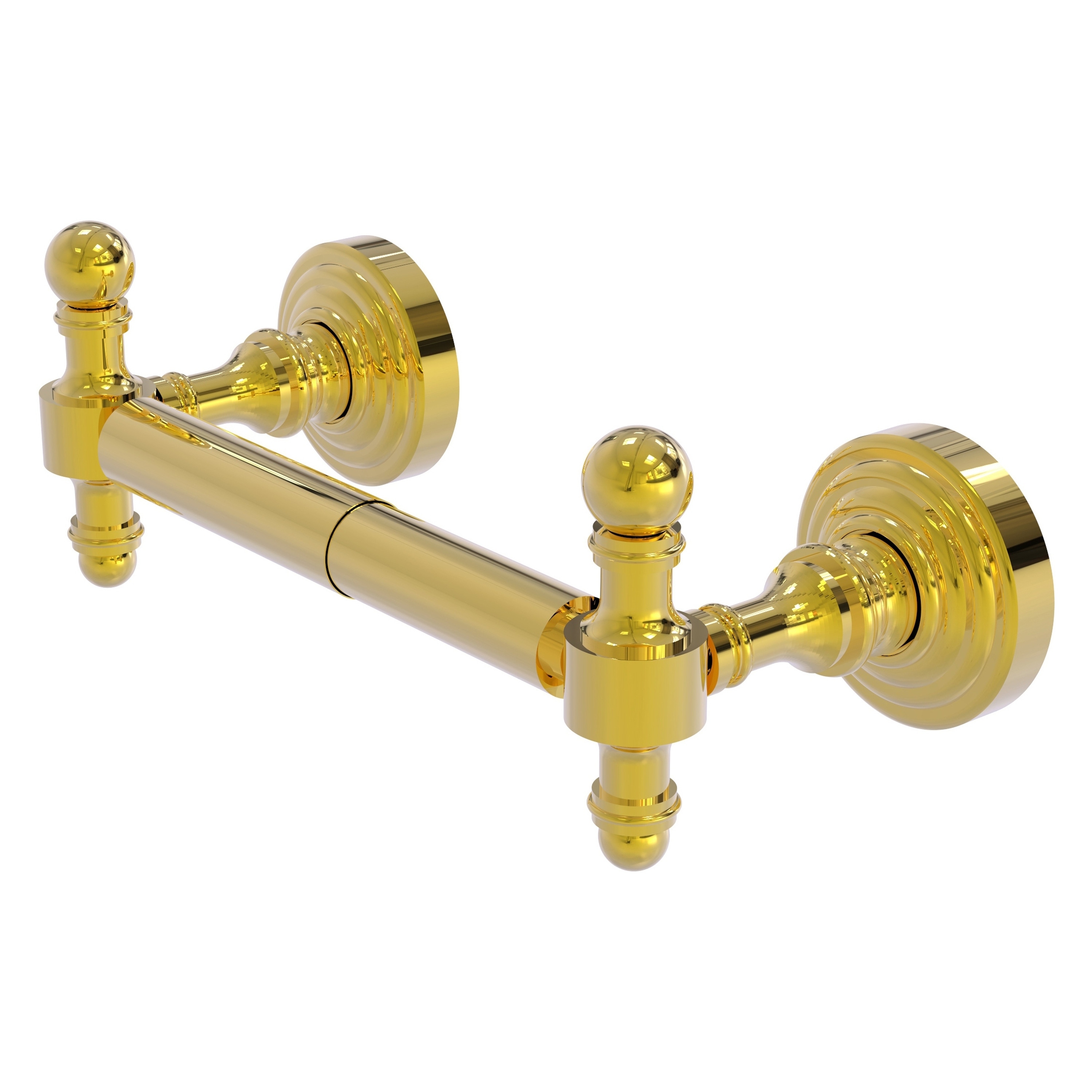 Allied Brass RW-24-PB Retro Wave Polished Brass Wall mount Double post Toilet Paper Holder 1 -Rolls with Storage