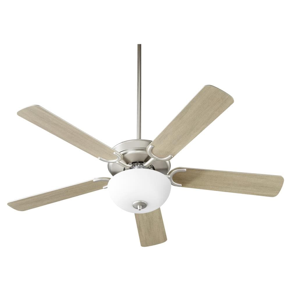 Quorum International 6525-265 Virtue 52-Inches Satin Nickel with Silver Blades Indoor Downrod mount Standard Ceiling Fan With Light ( 5 -Blade)