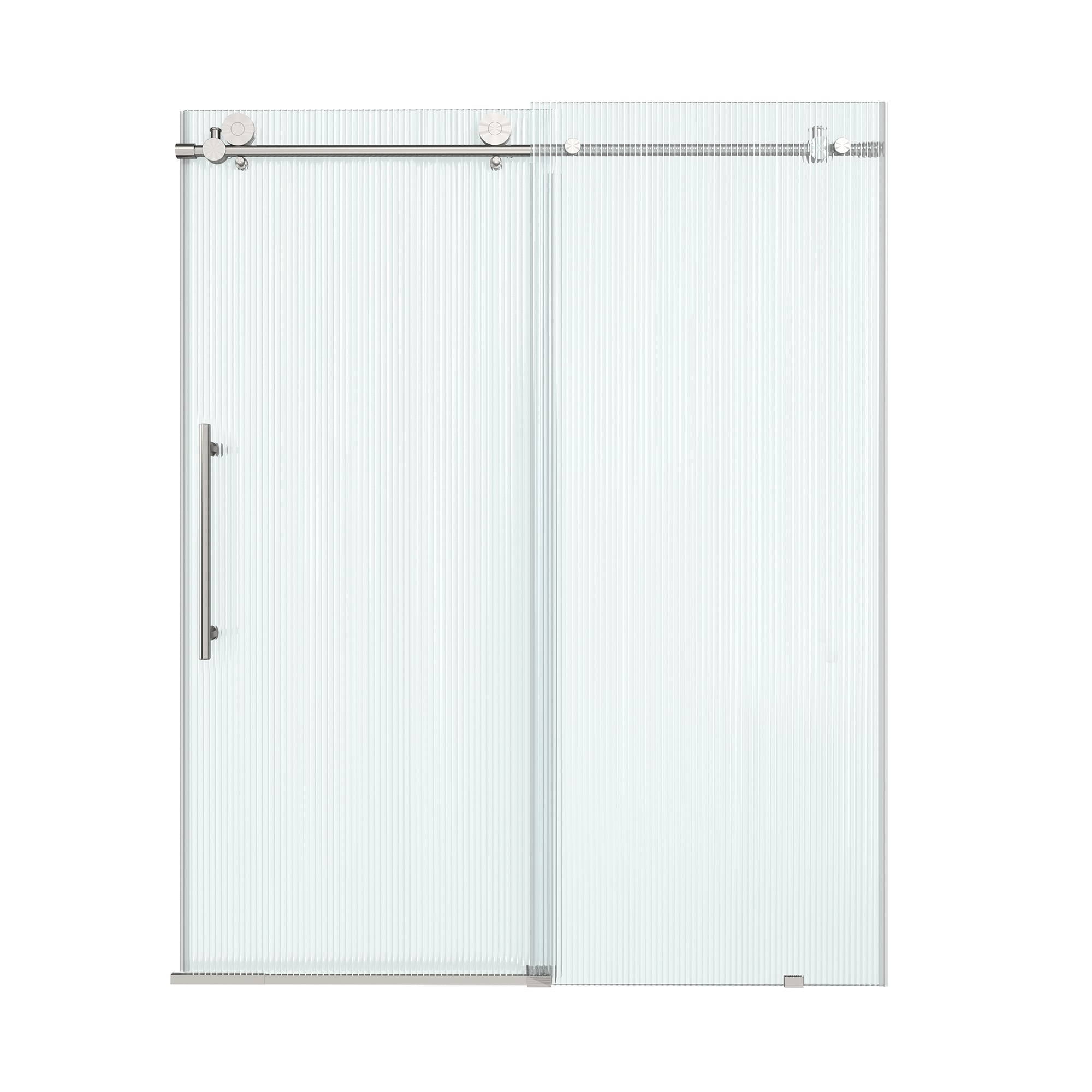 CASAINC CA13SE016076BN Brushed Nickel 59-in to 60-in W x 76-in H Frameless Fluted Glass Sliding Shower door