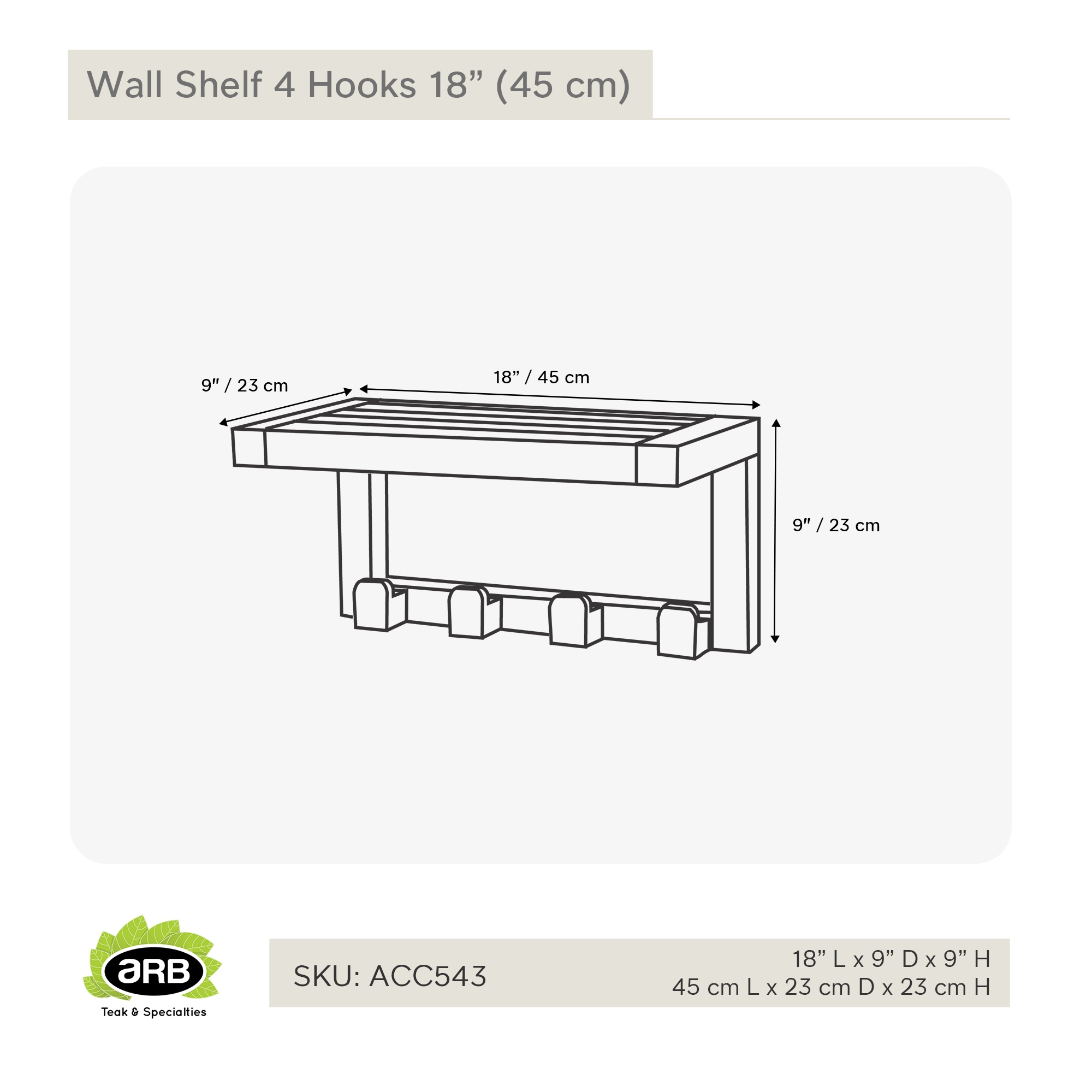 ARB Teak & Specialties ACC543 Bathroom-Shelves - View #5