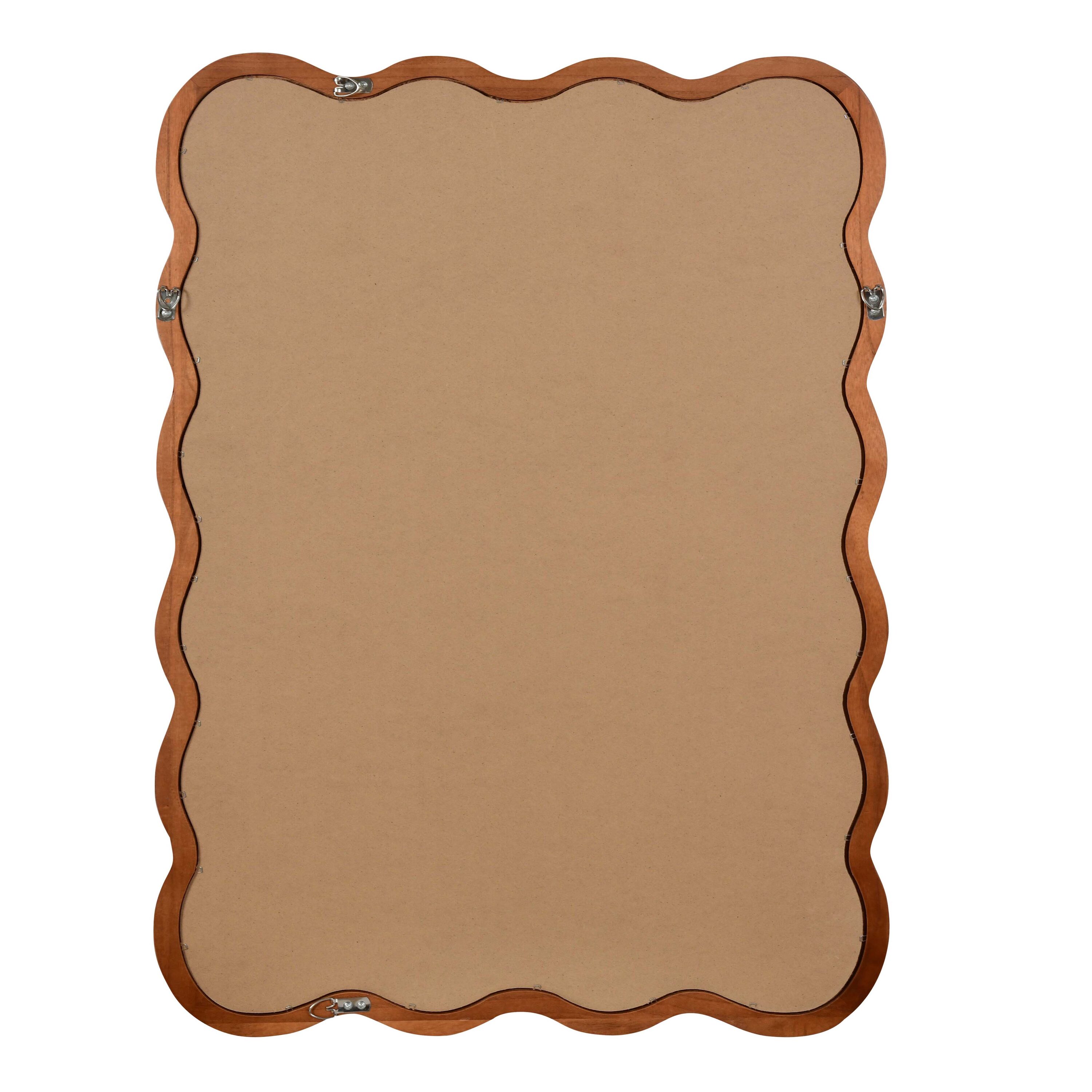 Qualler 30 x 40 Inch Wavy Rectangle Solid Wood Frame Decorative Mirror ...