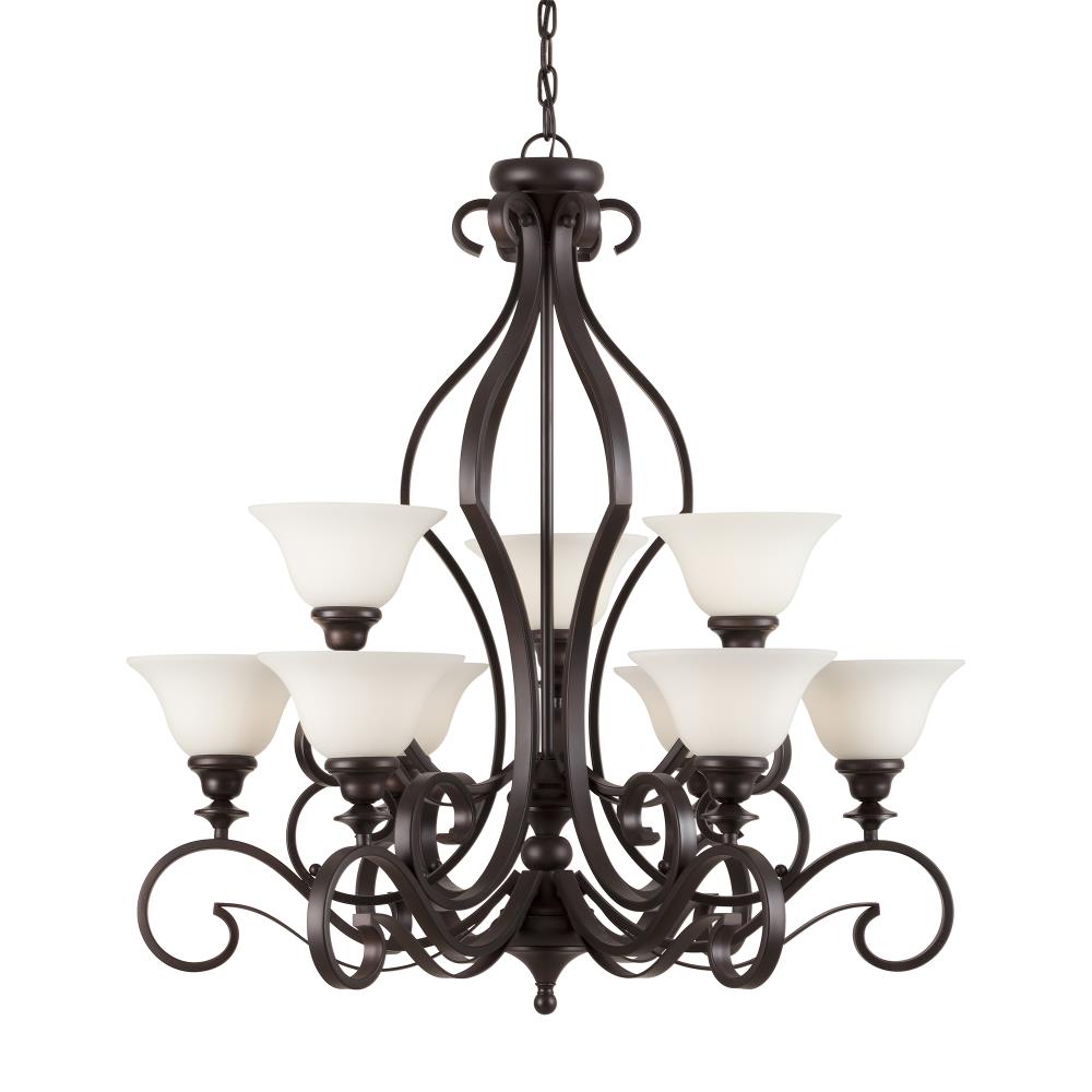 Perry 9-Light Antique Bronze Traditional Led; Dry rated Chandelier | - Forte Lighting 2762-09-32