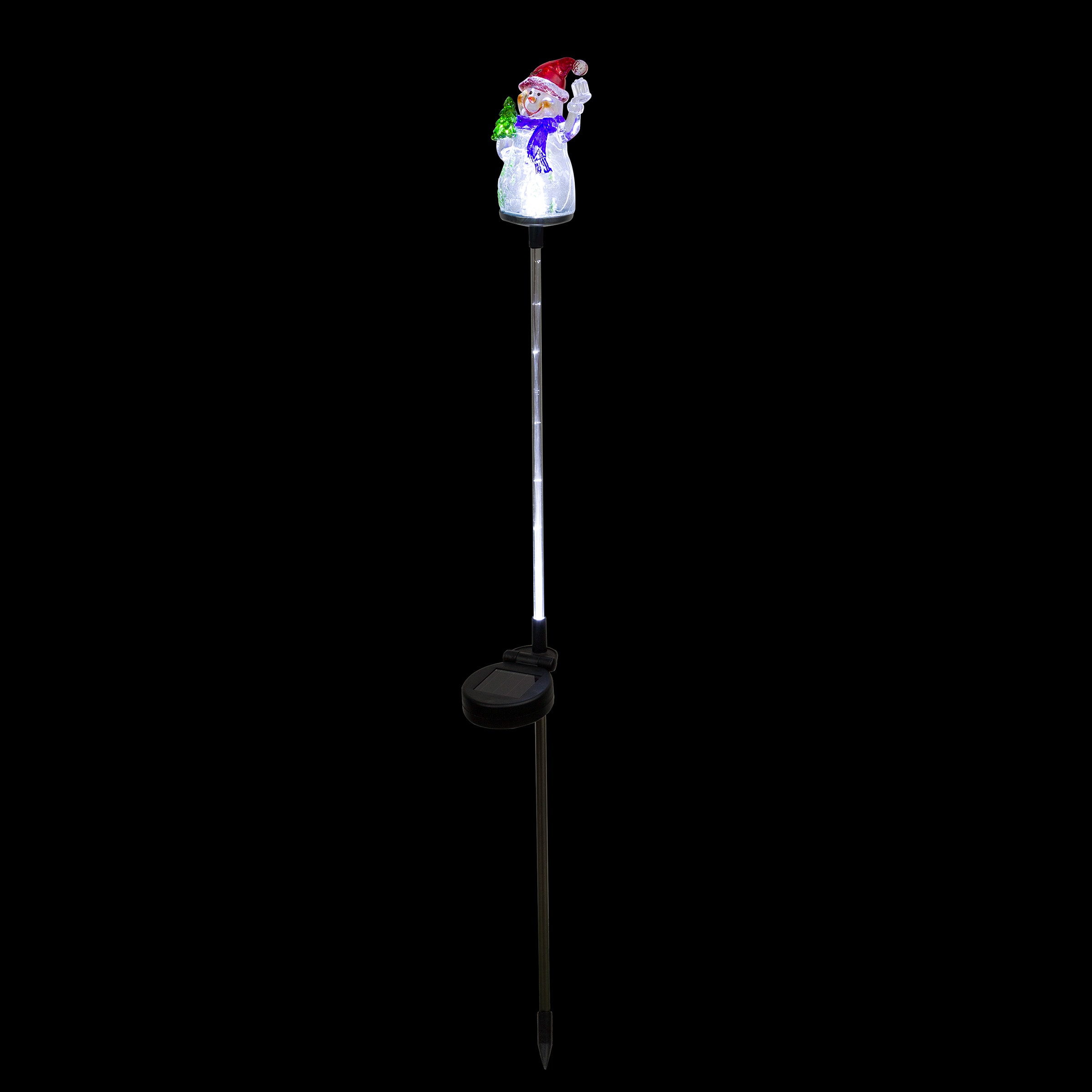 34" Tall Solar Snowman Fiber Optic LED Garden Stakes, Set of 2
