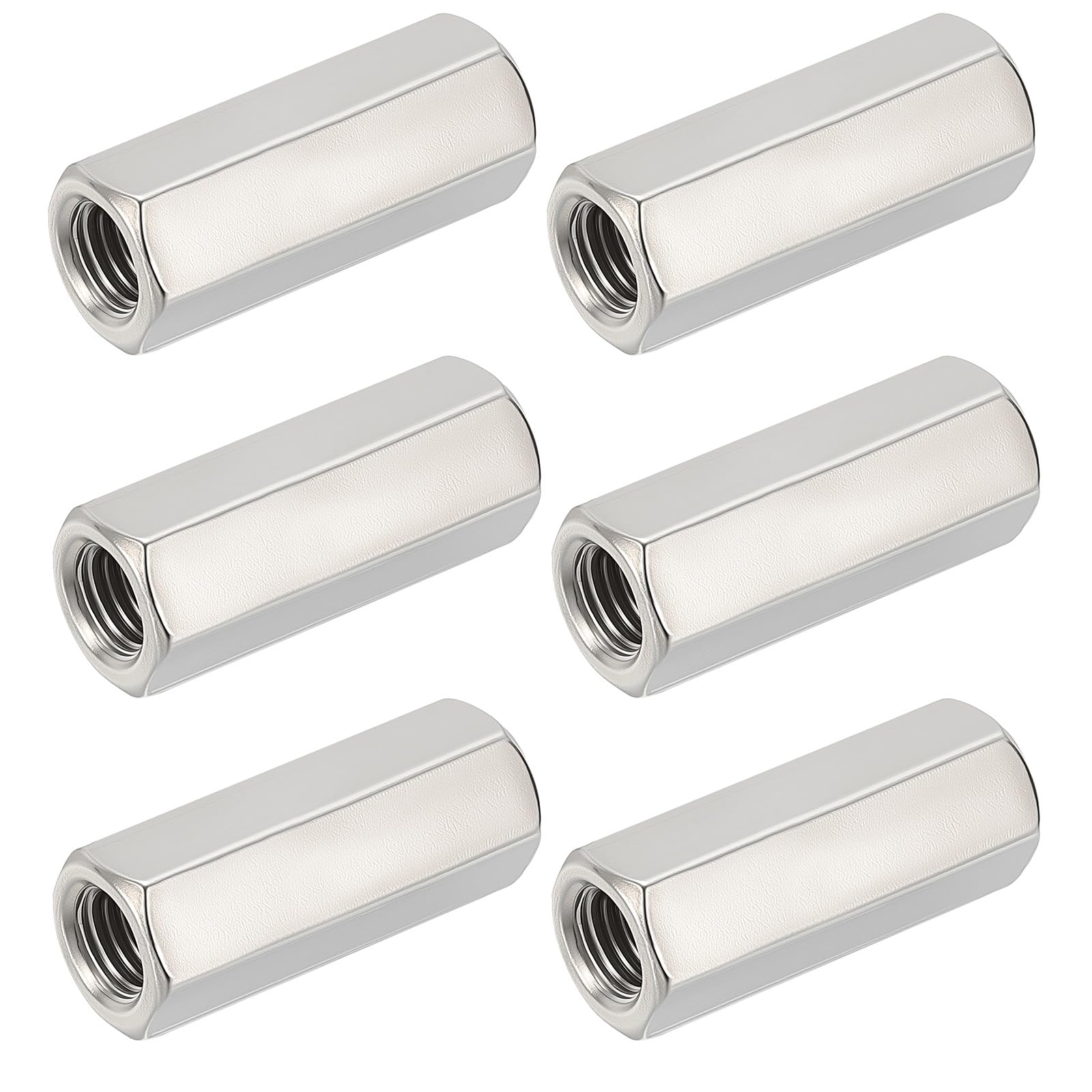 SenQWFa  Hex Coupling Nuts 1/2-13 UNC Thread Size 40mm Length 6 Pack 304 Stainless Steel Rod Coupling Nut for Threaded Rods and Studs
