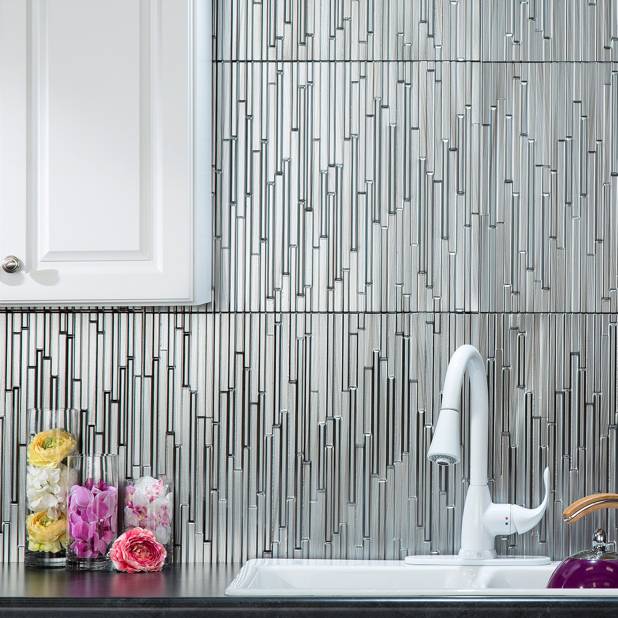 Inoxia 4.25-in x 30-in Stainless Steel Silver Backsplash Panels