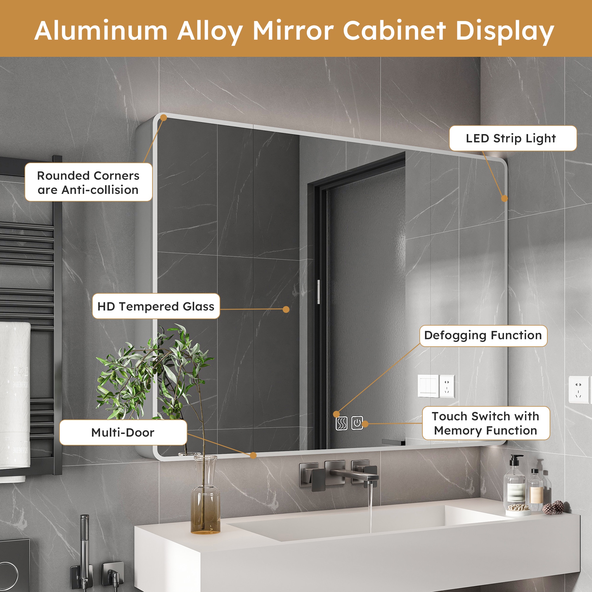 Forclover HBM-3528M Bathroom-Medicine-Cabinets - View #5