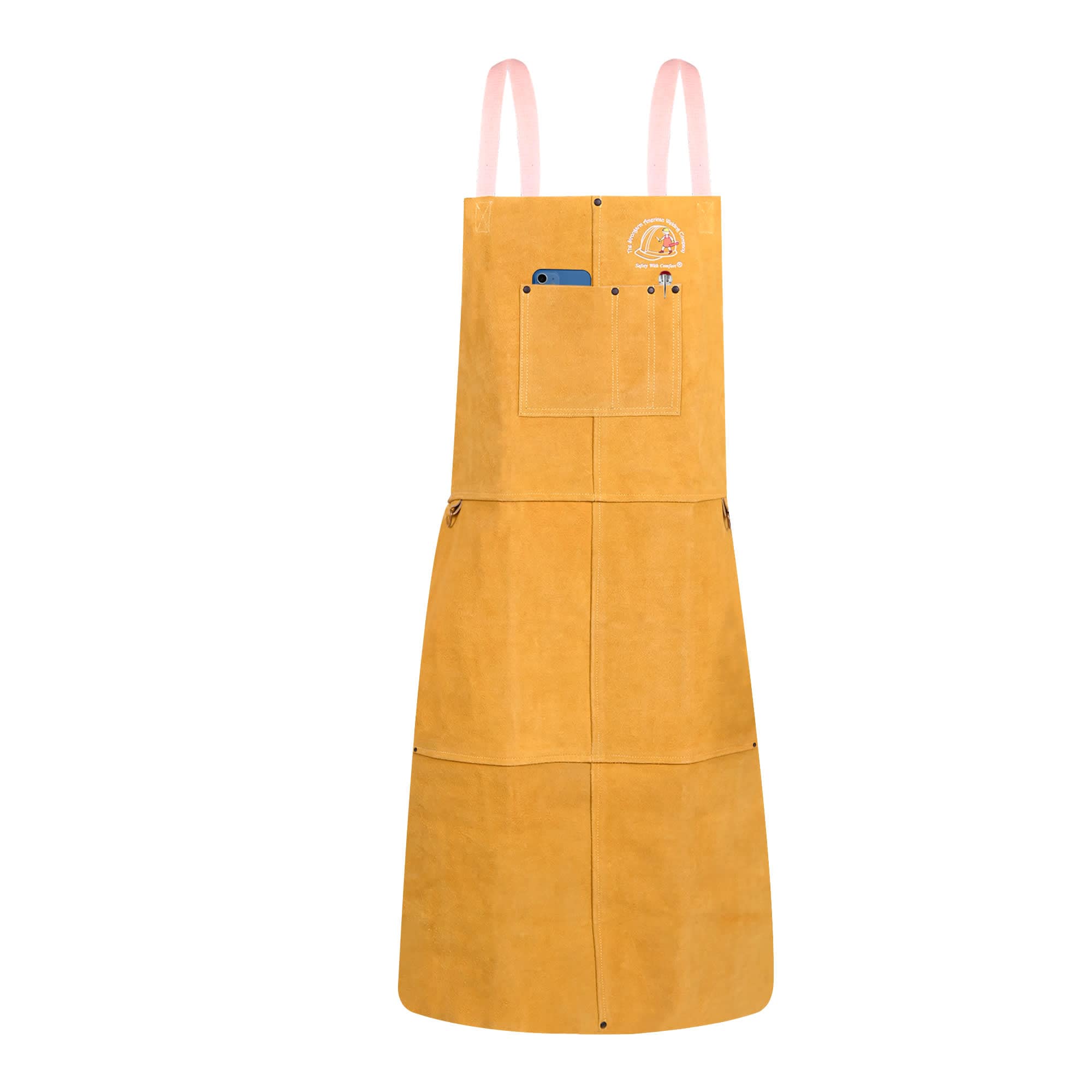 Strongarm American Welding Co. Strongarm Leather Welding Apron 24in x 42in Multi-Pocket Adjustable Buckle Straps Yellow #AW-OFR-ADA1