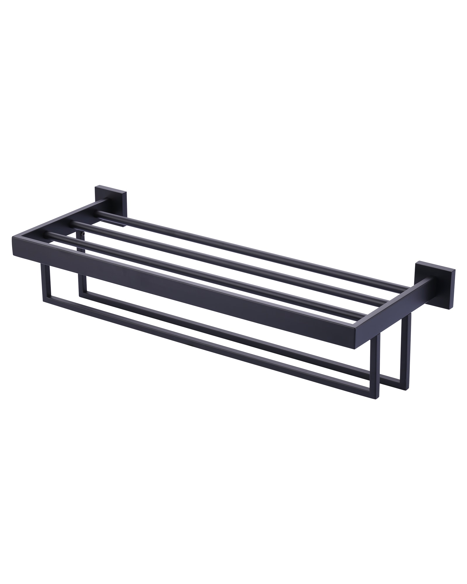 WOWOW 4050101B 24-in double Matte Black Wall mount Double Towel Bar