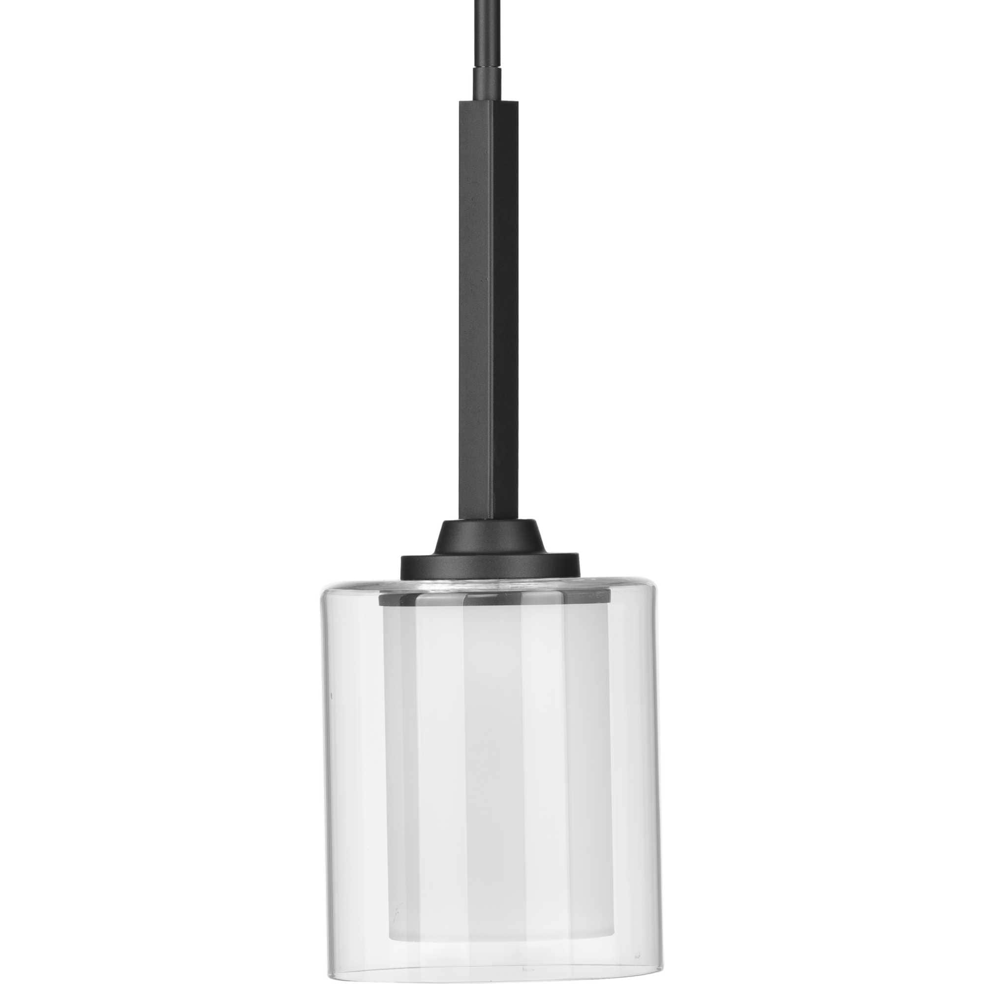 Progress Lighting P500103-143 Kene Graphite Craftsman Clear glass Cylinder Mini Hanging Pendant light