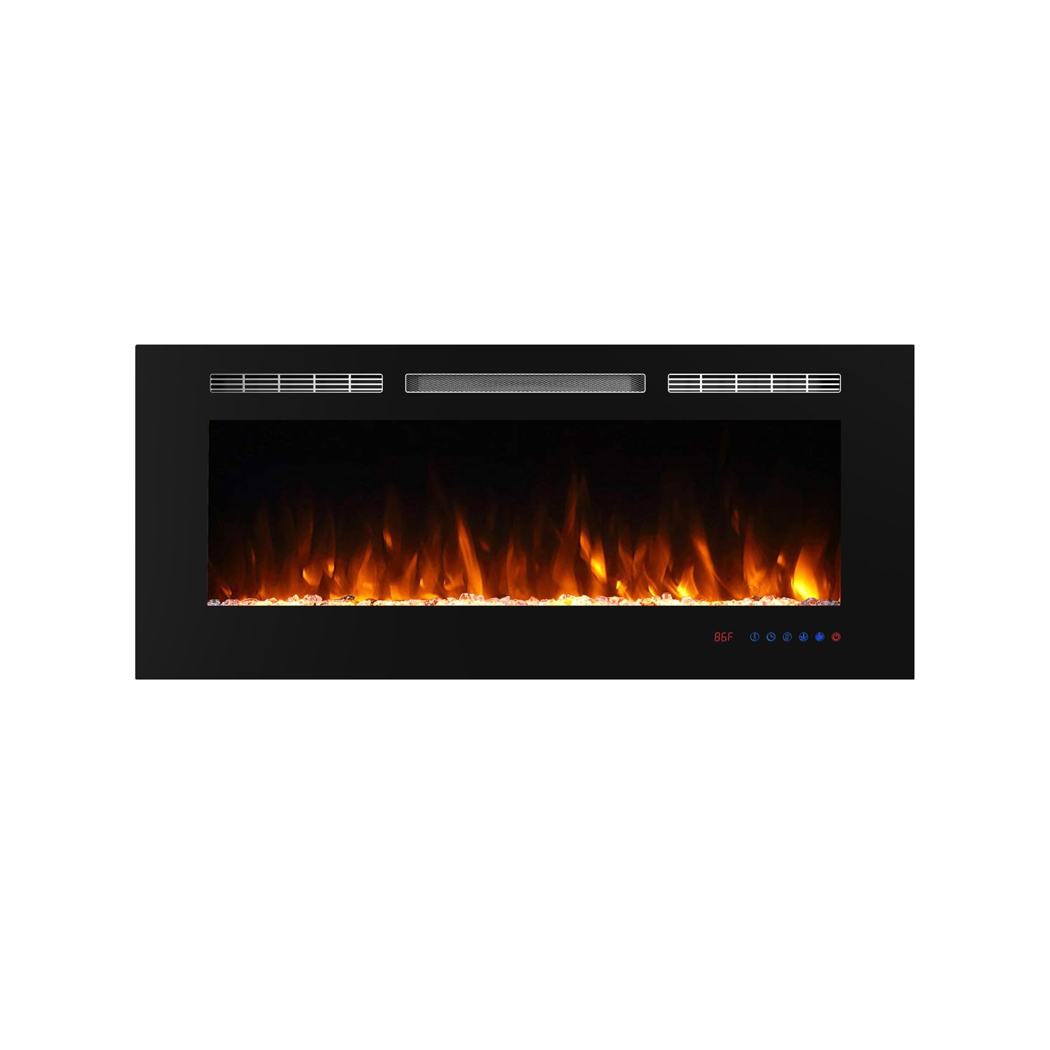 EdenDirect LW-EF50 50-in W Black Wall mount LED Flat wall Electric Fireplace with Remote Control Included