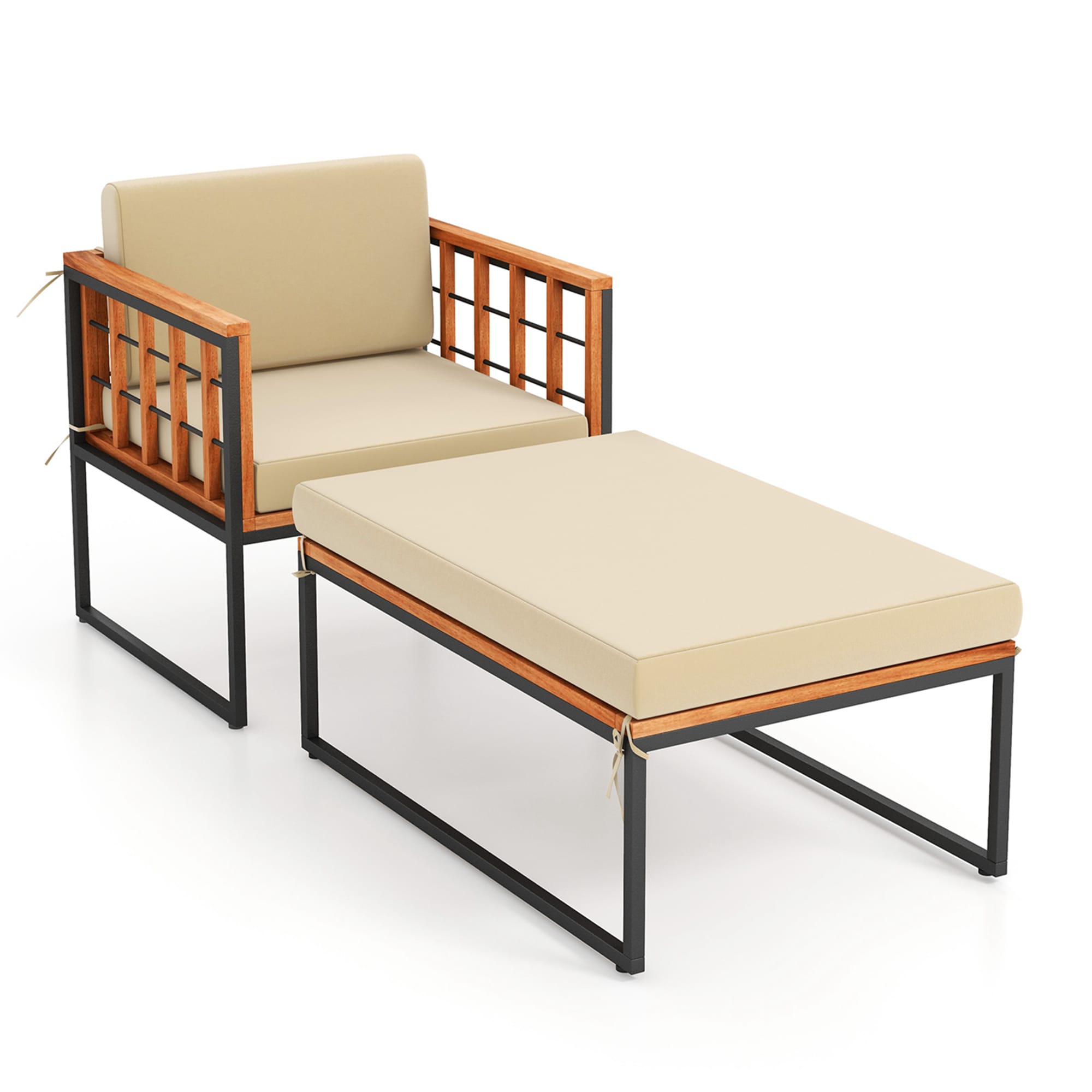 Costway HCST01319 Patio Conversation Set with Brown Cushions