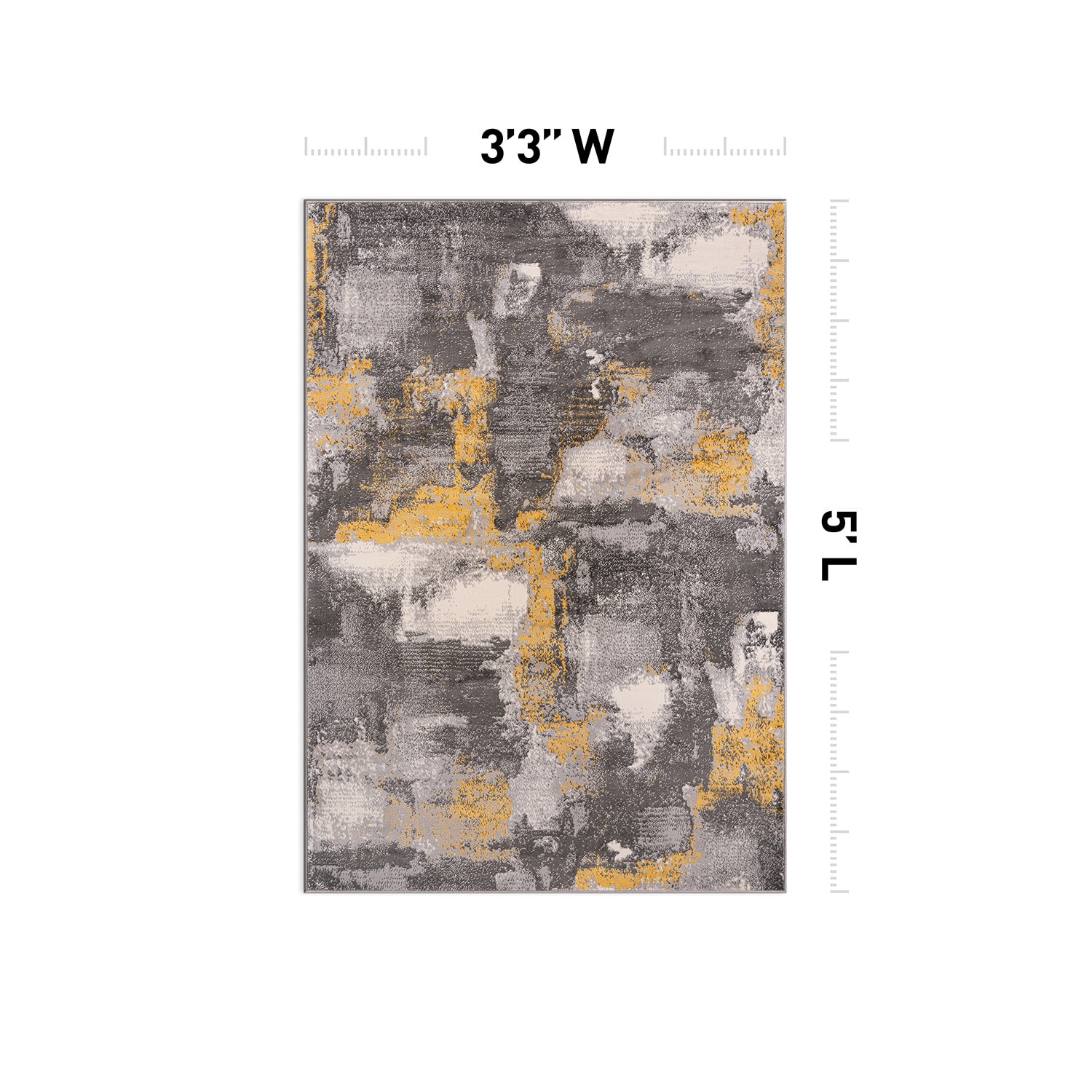 Brighton Yellow and Gray Abstract 5' x 7' Stain-Resistant Synthetic Area Rug