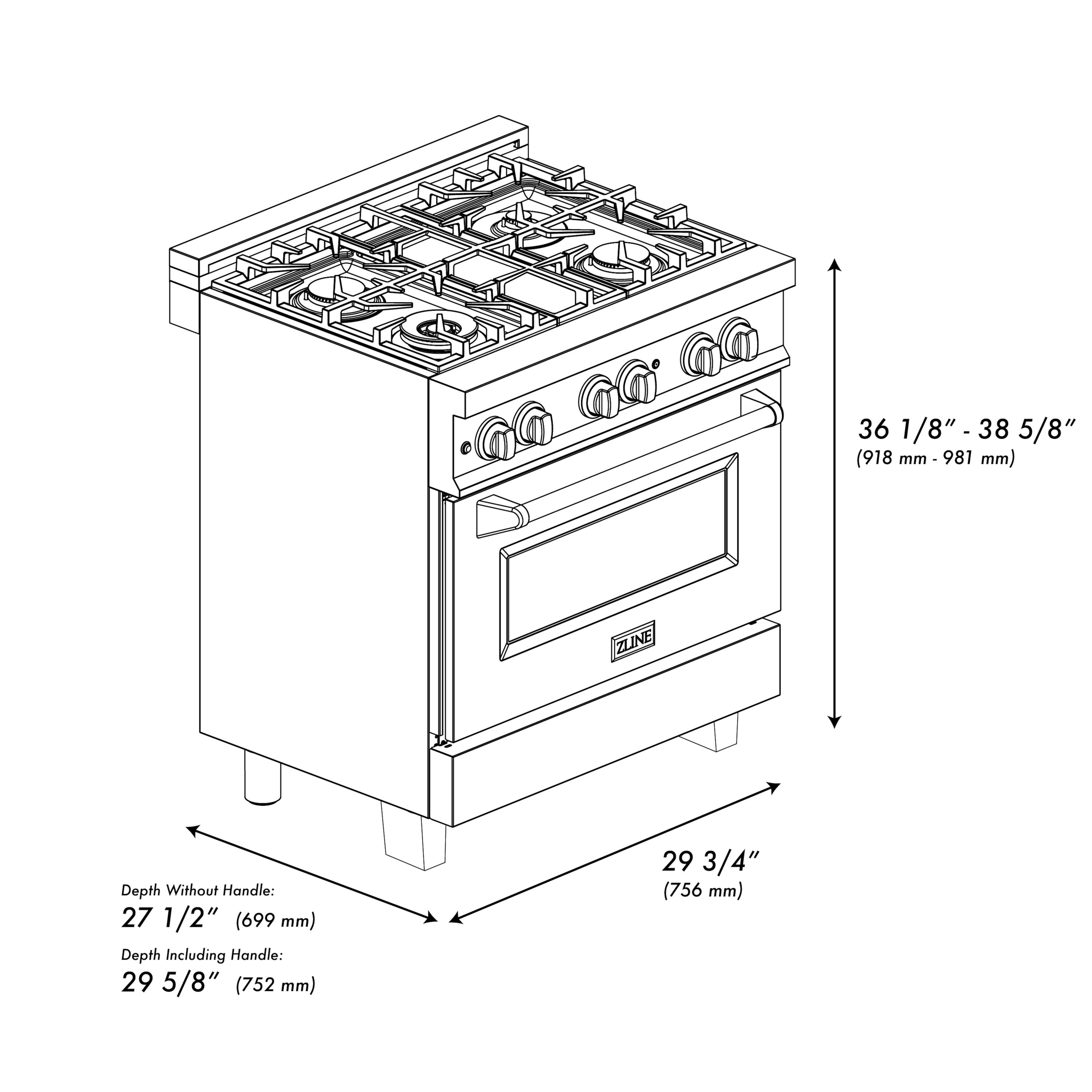 ZLINE KITCHEN & BATH RAZ-30-MB Dual-Fuel-Ranges - View #12