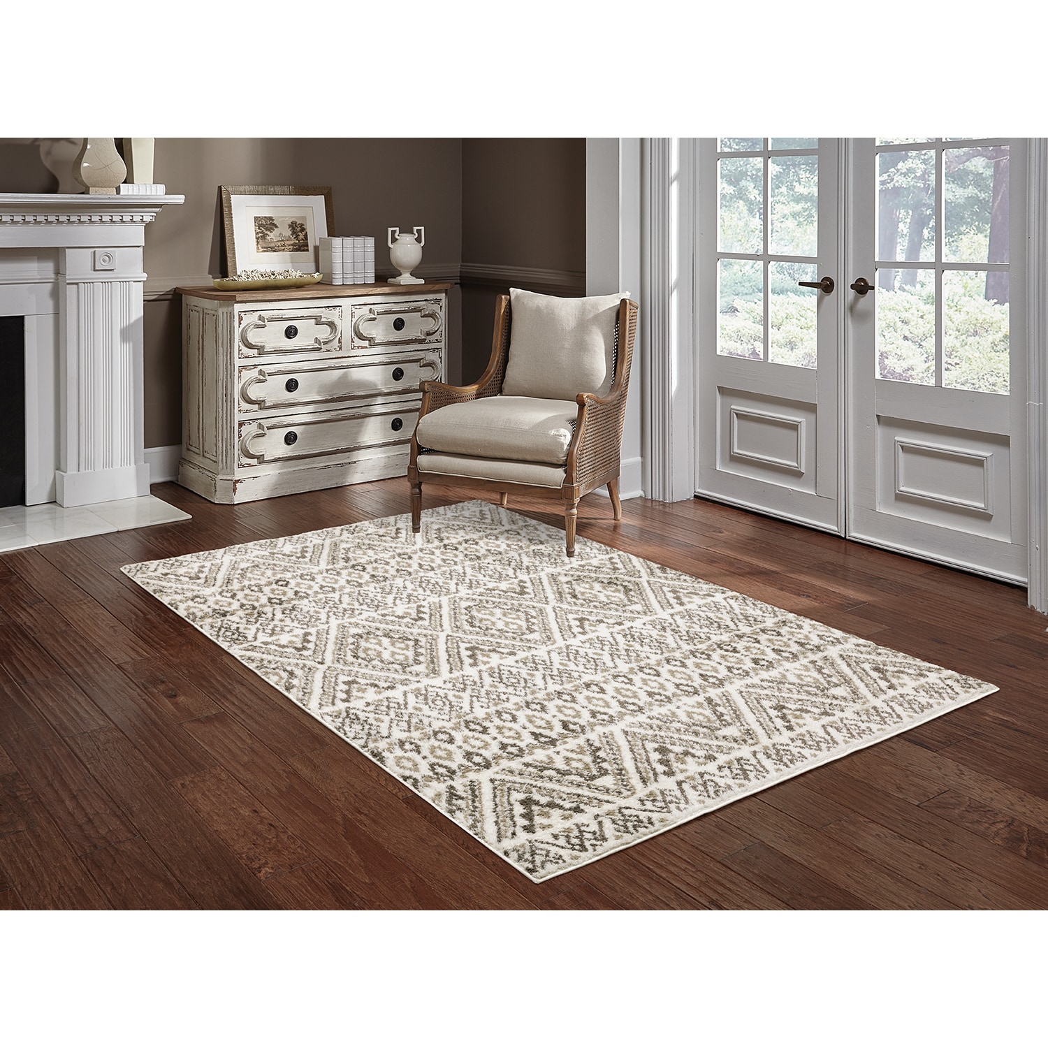 allen + roth Alvida 8 X 10 (ft) Natural Indoor Chevron Farmhouse/Cottage Area  Rug in the Rugs department at