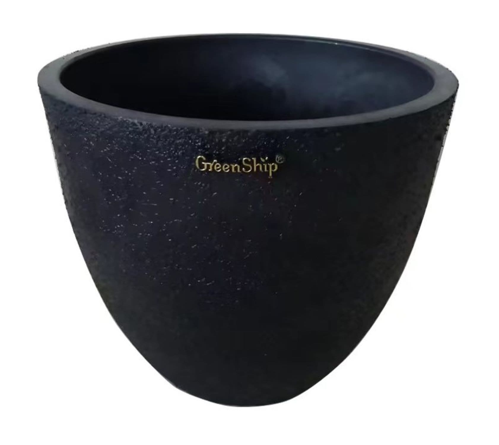 Greenship 17MJ30B Round 10.2-in W x 10.2-in H x 10.2-in D Black Resin Indoor/Outdoor Planter
