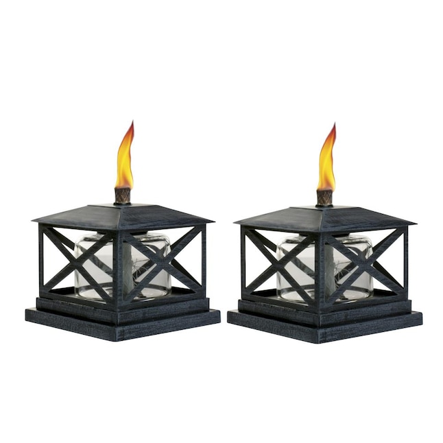 TIKI® Brand 5.5-Inch Petite Lantern Metal Table Torch Black - 2 pack TIKI® Brand 5.5-Inch Petite Lantern Metal Table Torch Black - 2 pack
