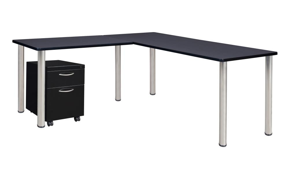 Regency MLSPM602442GYBPCM Kee Desking 66-Inches Gray Modern/Contemporary L-shaped desk