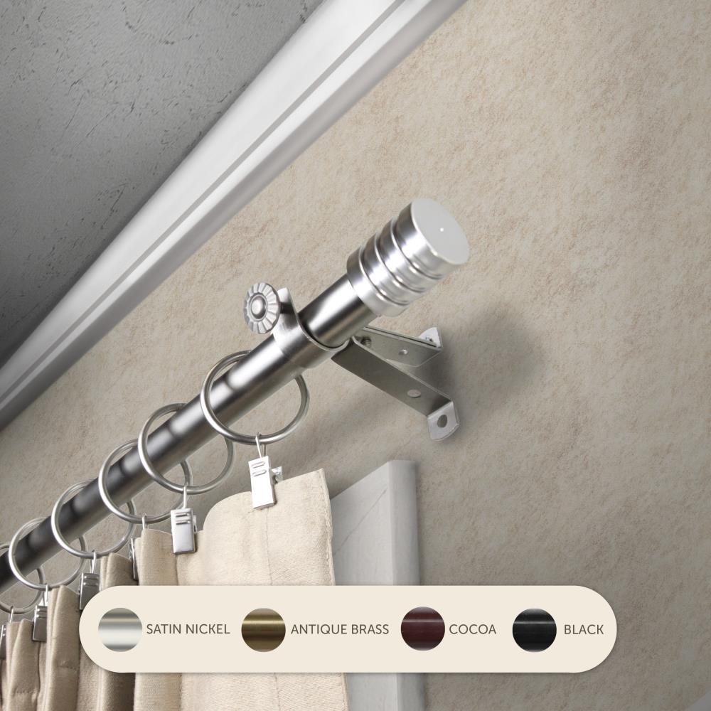Hart & Harlow L4831-995 13/16-in Powell 120-in to 170-in Satin Nickel Steel Single curtain rod with Finials