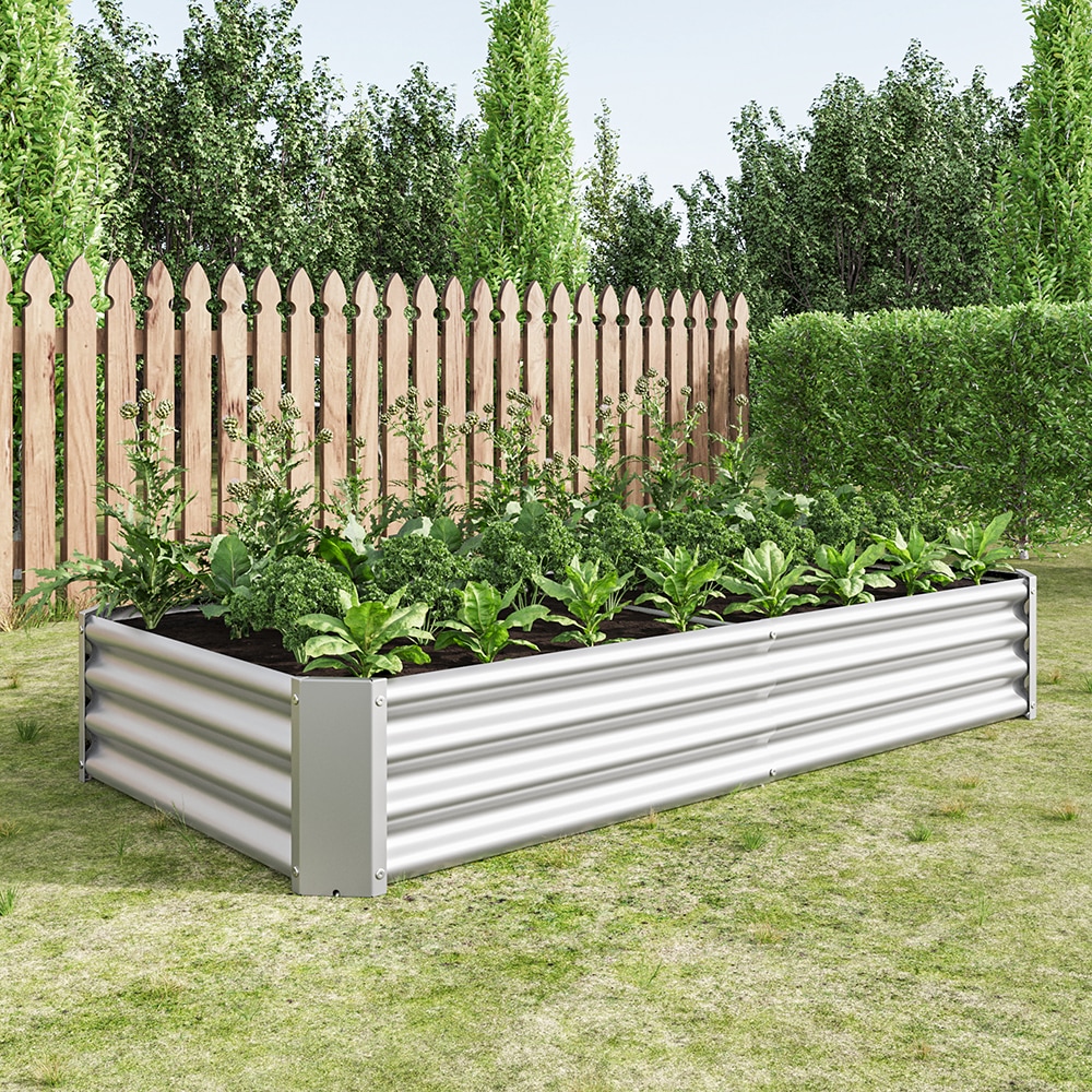 Topcraft GBK03SL 35.83-in W x 70.87-in L x 11.81-in H Silver Metal Raised Garden Bed