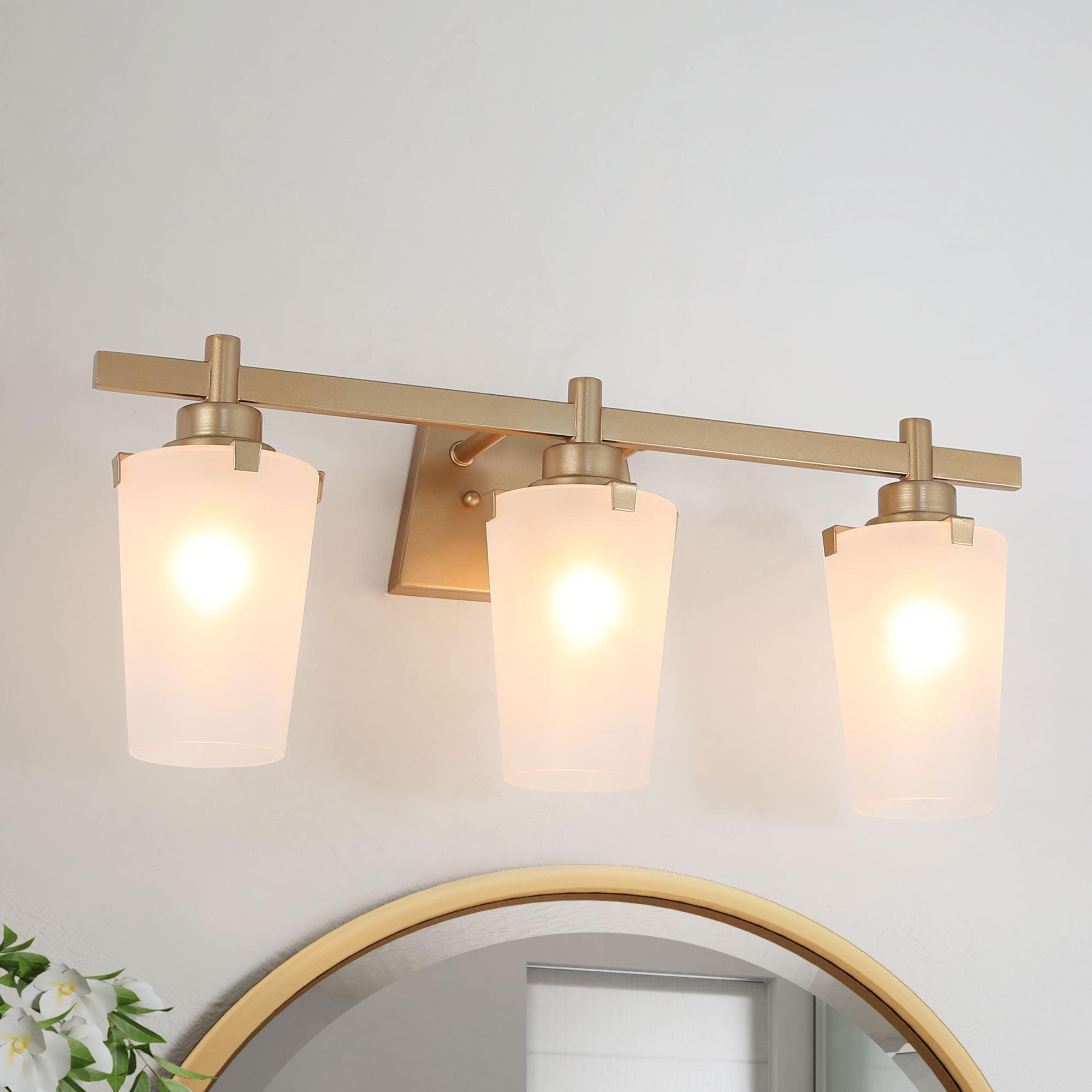 Uolfin 2MEYQM-LWS23965-I7 5.51-in 3 -Light Polished Gold Modern/contemporary Vanity light