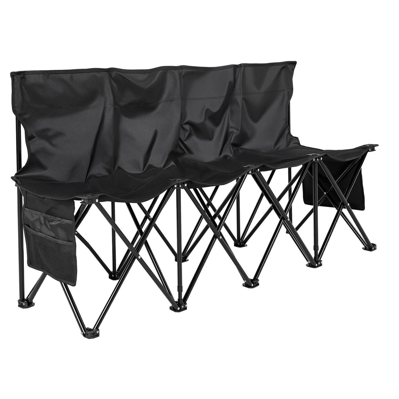 VEVOR - Portable Folding Bench 4 Seat Foldable Soccer Bench with Side Pockets and Carrying Bag Li...