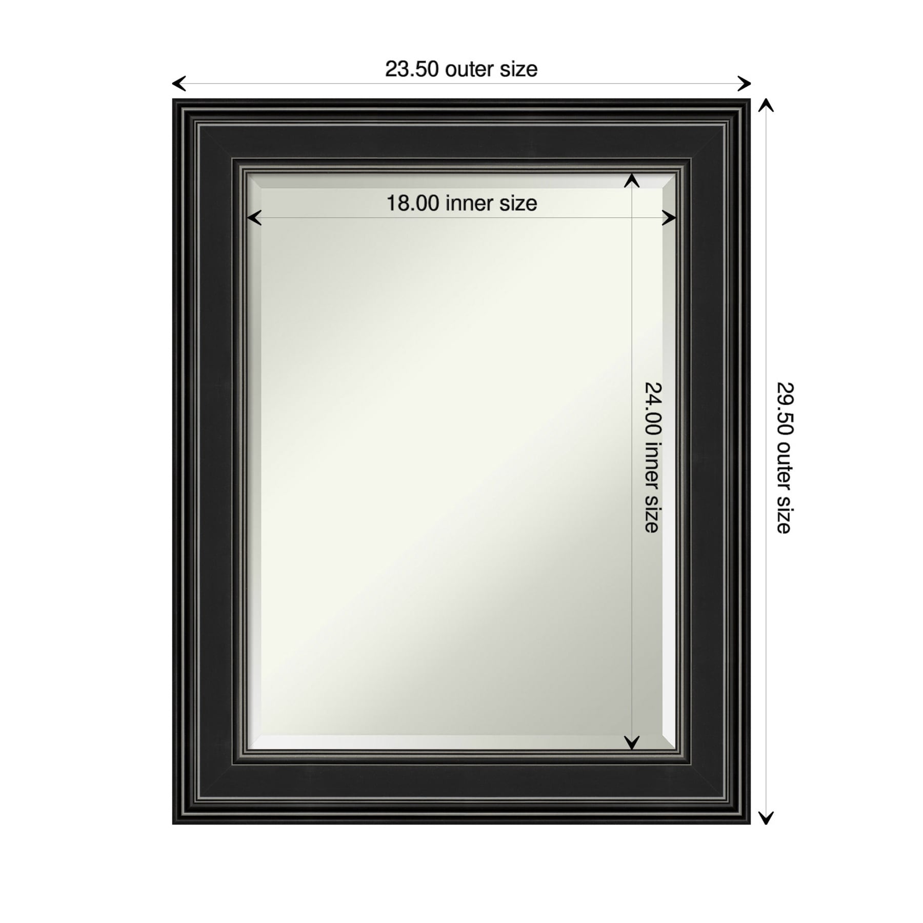 Ridge Black Silver-Edged 29.75" x 23.75" Rectangular Polystyrene Framed Wall Mirror