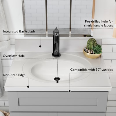 Ashinton 49 in. W x 22 in. D Single Basin Solid Surface Vanity Top in Solid White with Intergrated White Basin Ashinton 49 in. W x 22 in. D Single Basin Solid Surface Vanity Top in Solid White with Intergrated White Basin
