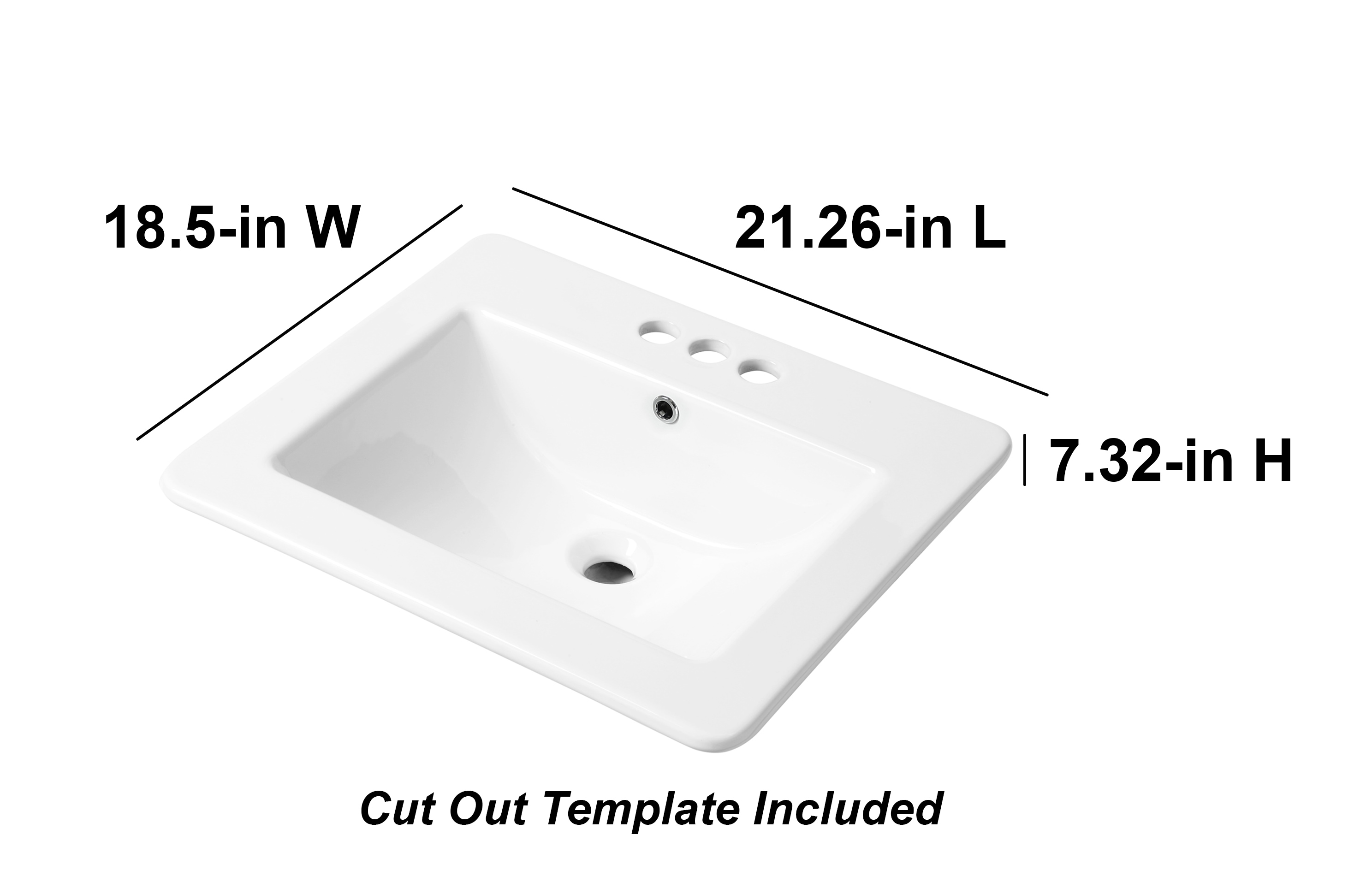 allen + roth Vitreous China Drop-In Rectangular White Bathroom Sink (21 ...