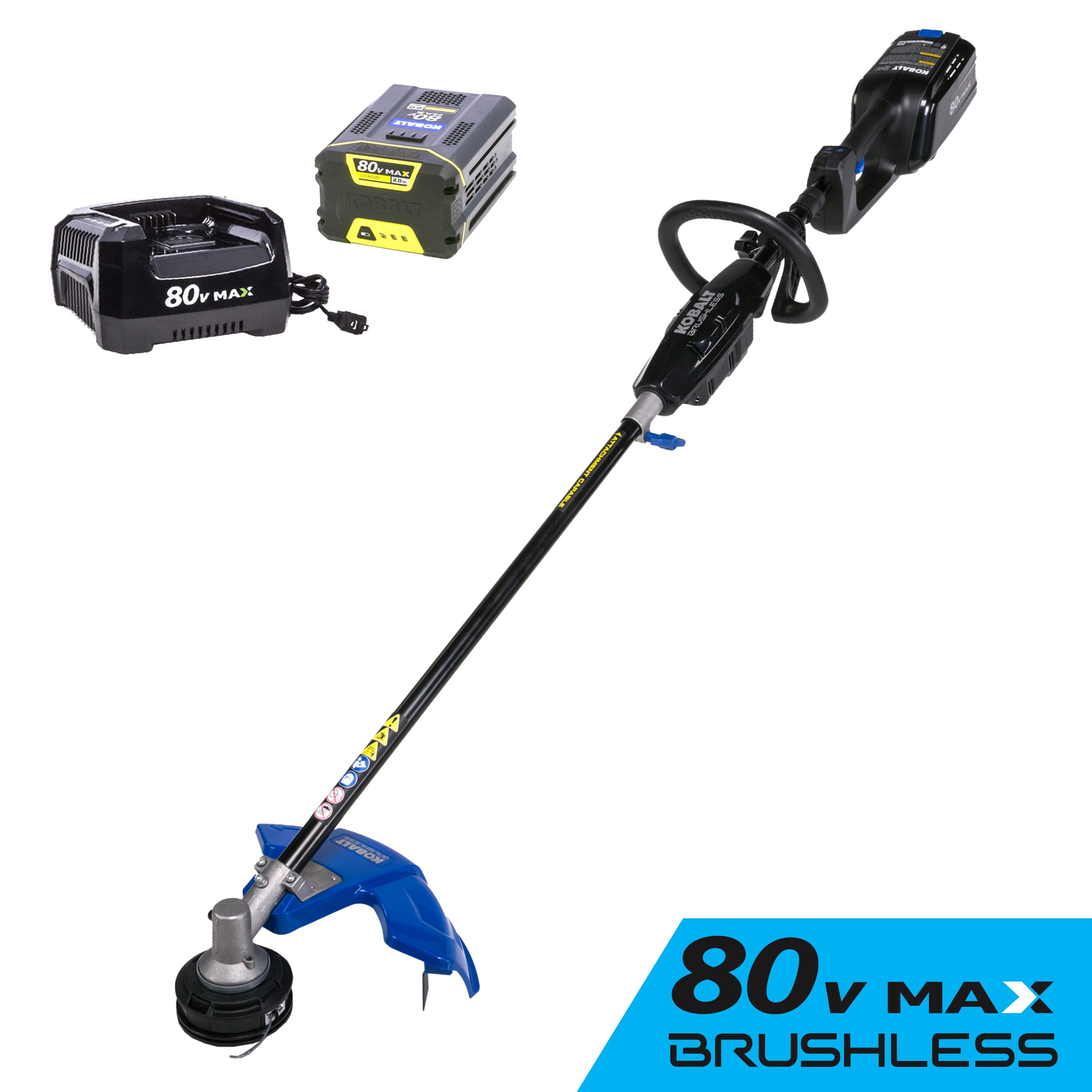 80-volt 16-in Straight Battery String Trimmer with Edger Conversion Capable 2 Ah (Battery and Charger Included) | - Kobalt KST 140XB-06
