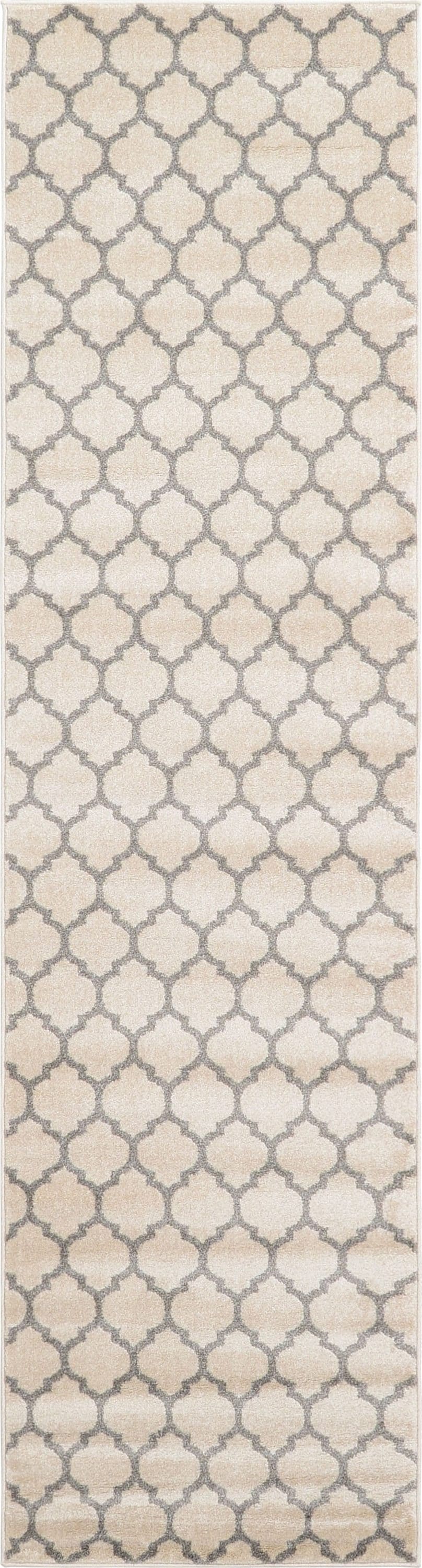 Unique Loom 3115941 Philadelphia Trellis 3 x 10 (ft) Loomed Polypropylene Beige and Gray Rectangular Indoor Geometric Industrial Runner rug