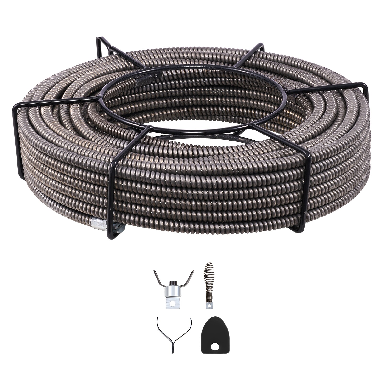 GIVIMO - 50-ft Drain Cleaning Cable 3/8-in Solid Core Sewer Snake Drain Auger with 4 Cutters for ...
