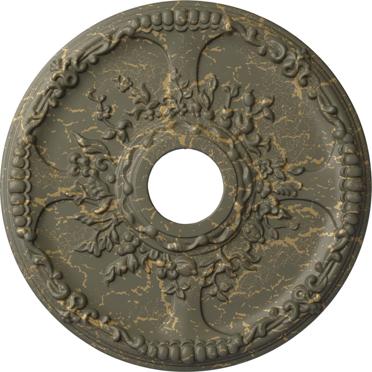Ekena Millwork CM18SEWHC Antioch 18-in W x 18-in L Painted Witch Hazel Crackle Polyurethane Whole Ceiling Medallion