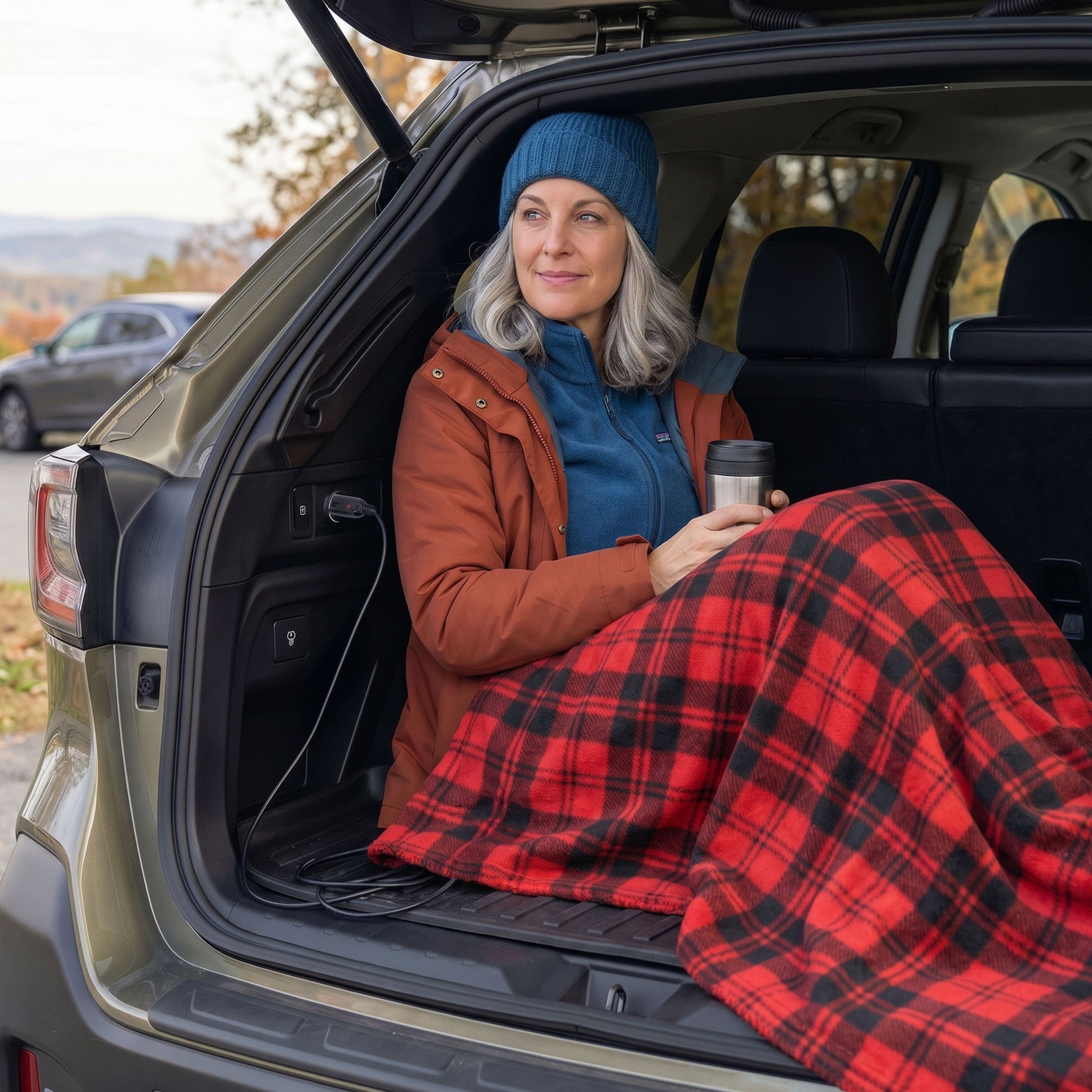 Fleming Supply Heated Car Blanket Red and Black 42-in x 52-in