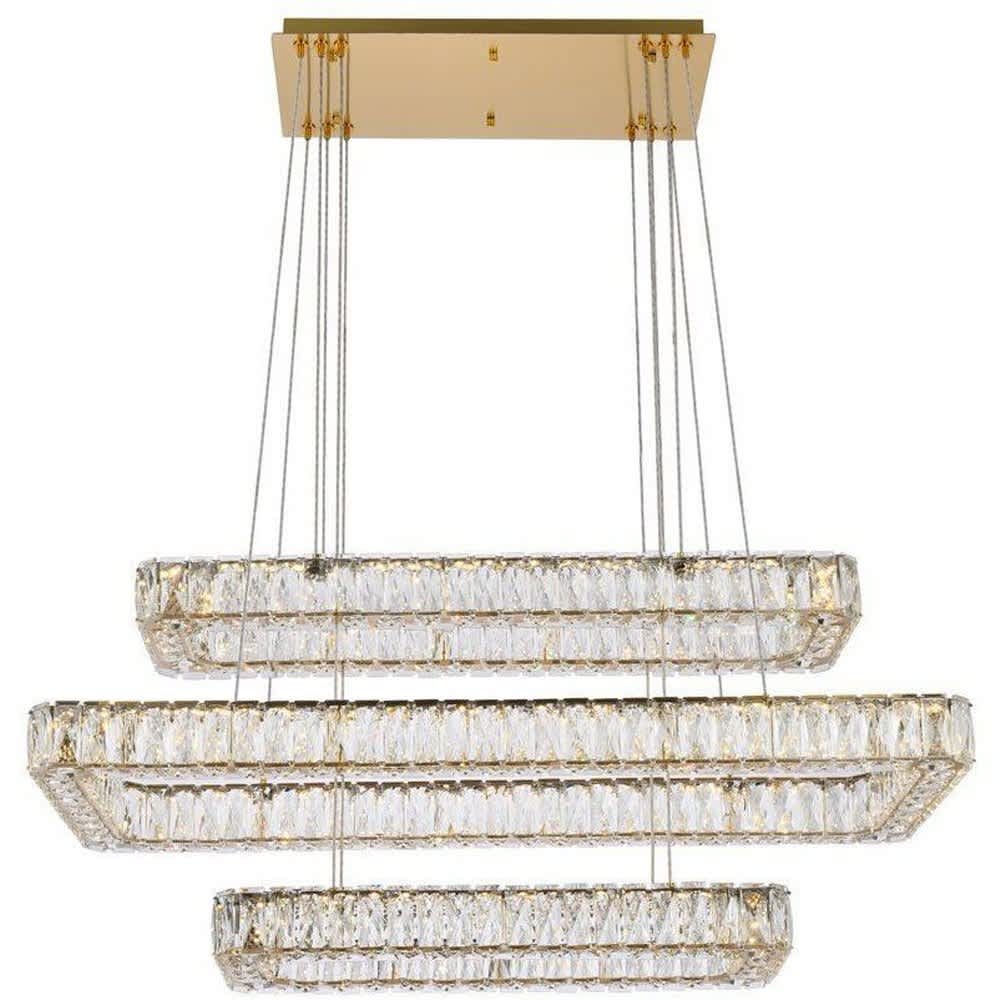 Elegant Lighting A-EL-3504G42L3G Monroe 3 - Light Gold Modern - LED Crystal And Metal Pendant Light