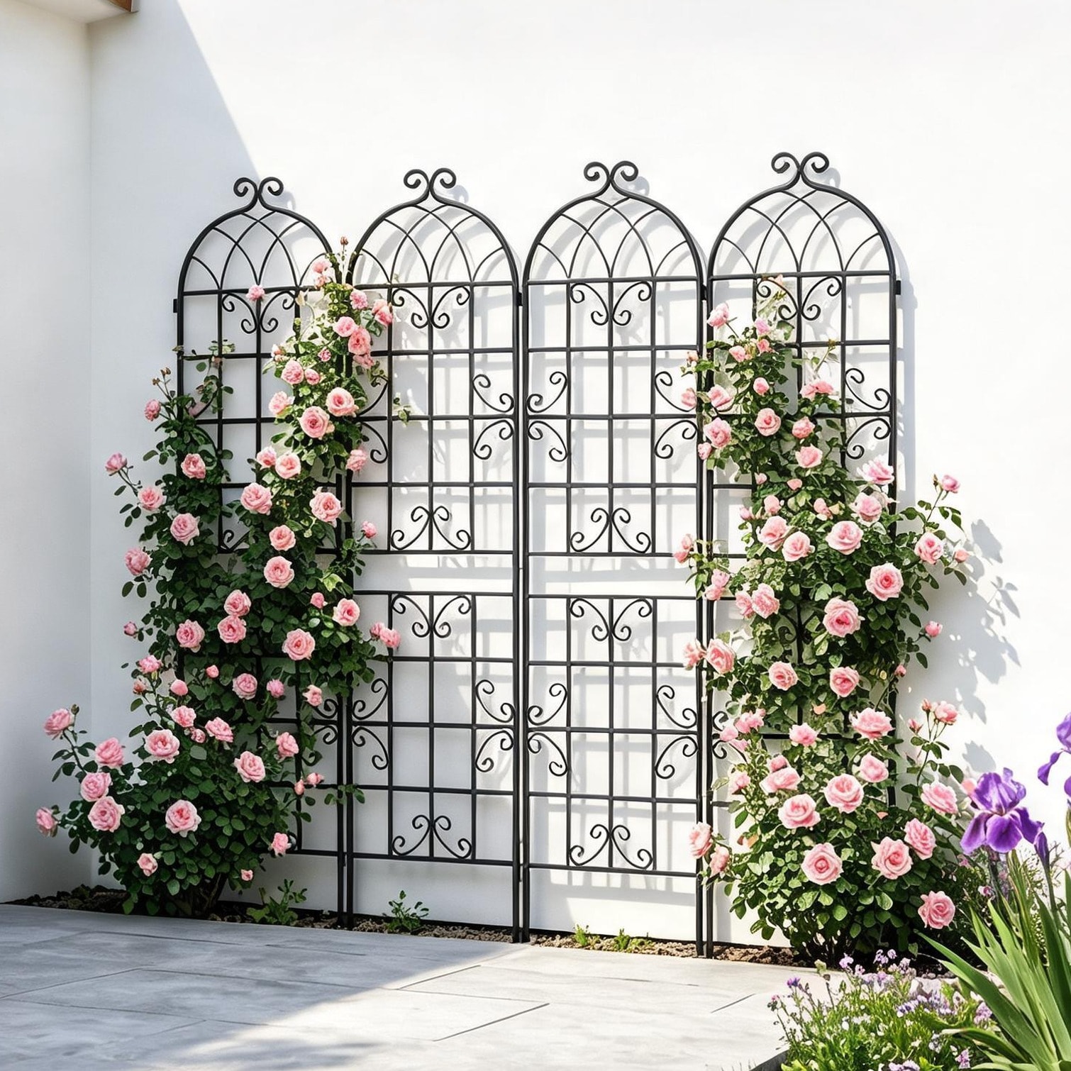 Watnature Black Iron Garden Arch and Trellis 86.7 x 19.7 in