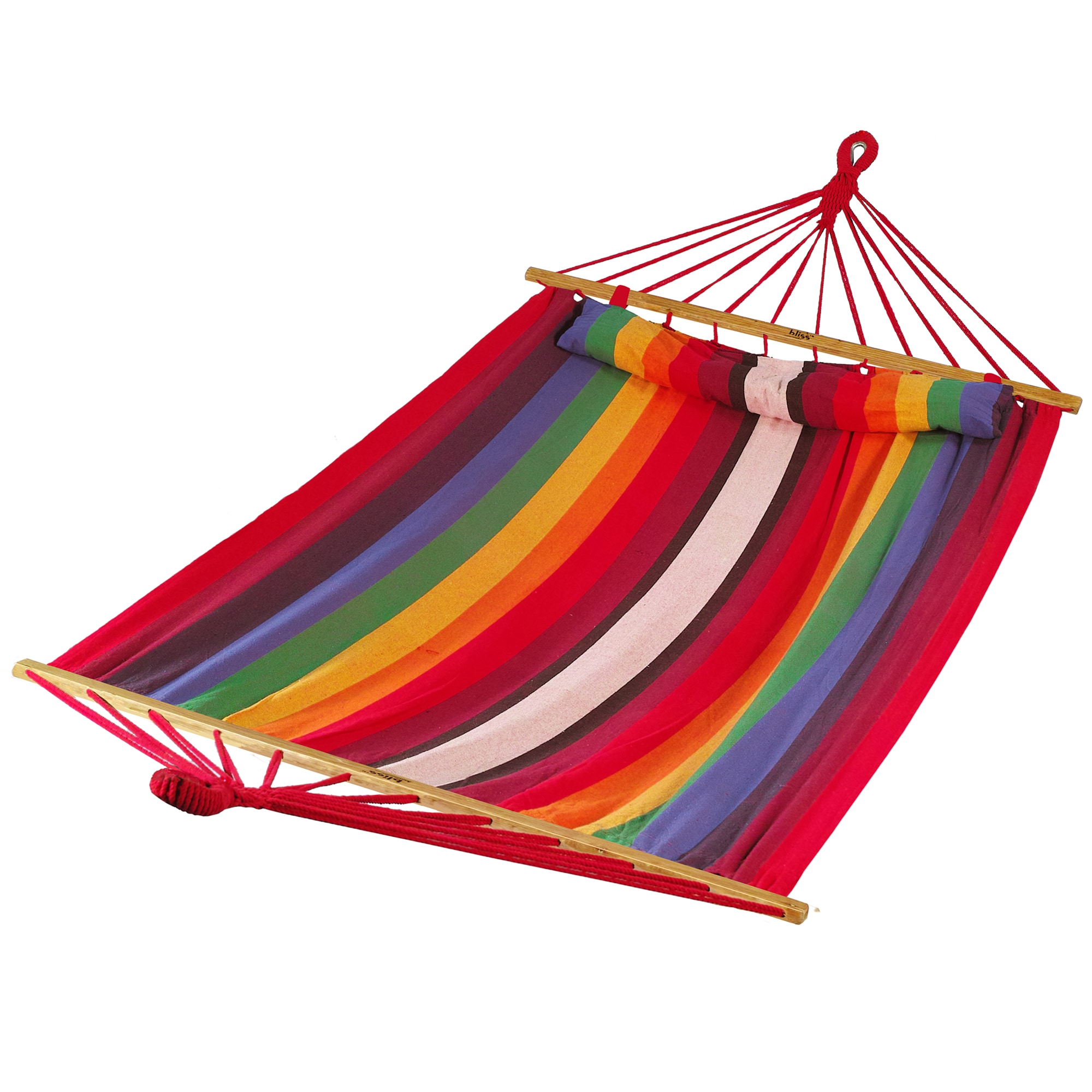 Bliss Hammocks Caribbean Hammock with Pillow and Hanging Hardware 48 Inches Wide Tequila Sunrise