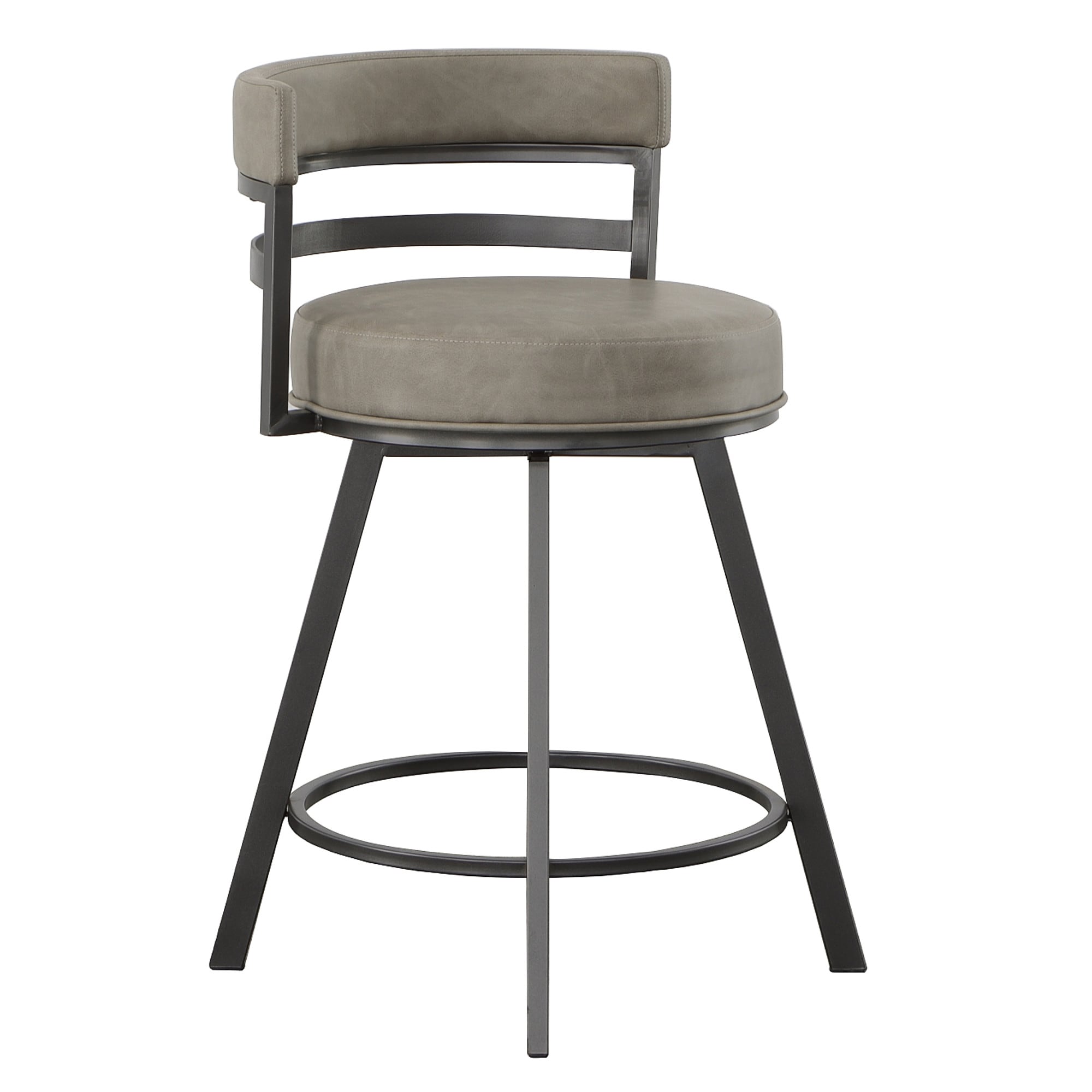 Transitional Beige Faux Leather Swivel Counter Stool