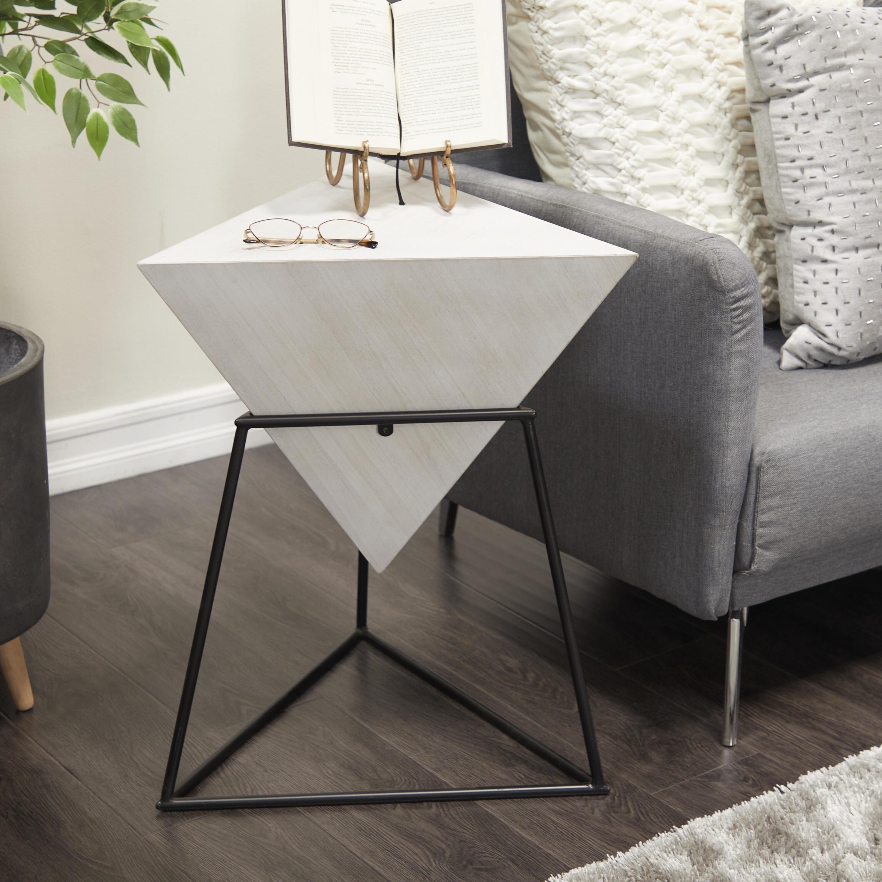Grayson Lane 20 in W x 24 in H White Black Inverted Wood Modern End Table Fully Assembled 77914 at Lowes