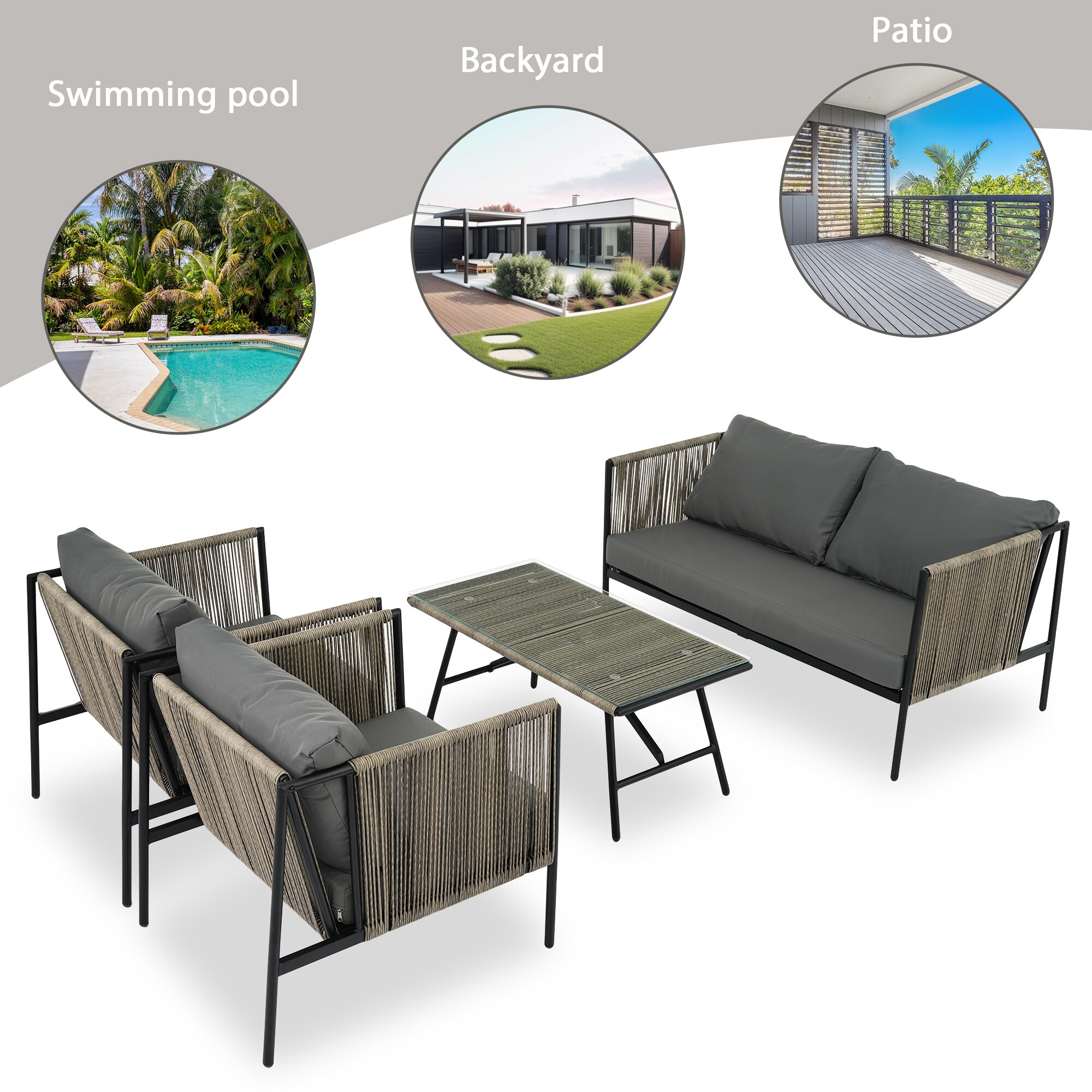 Forclover AL-040GR Patio-Conversation-Sets - View #4