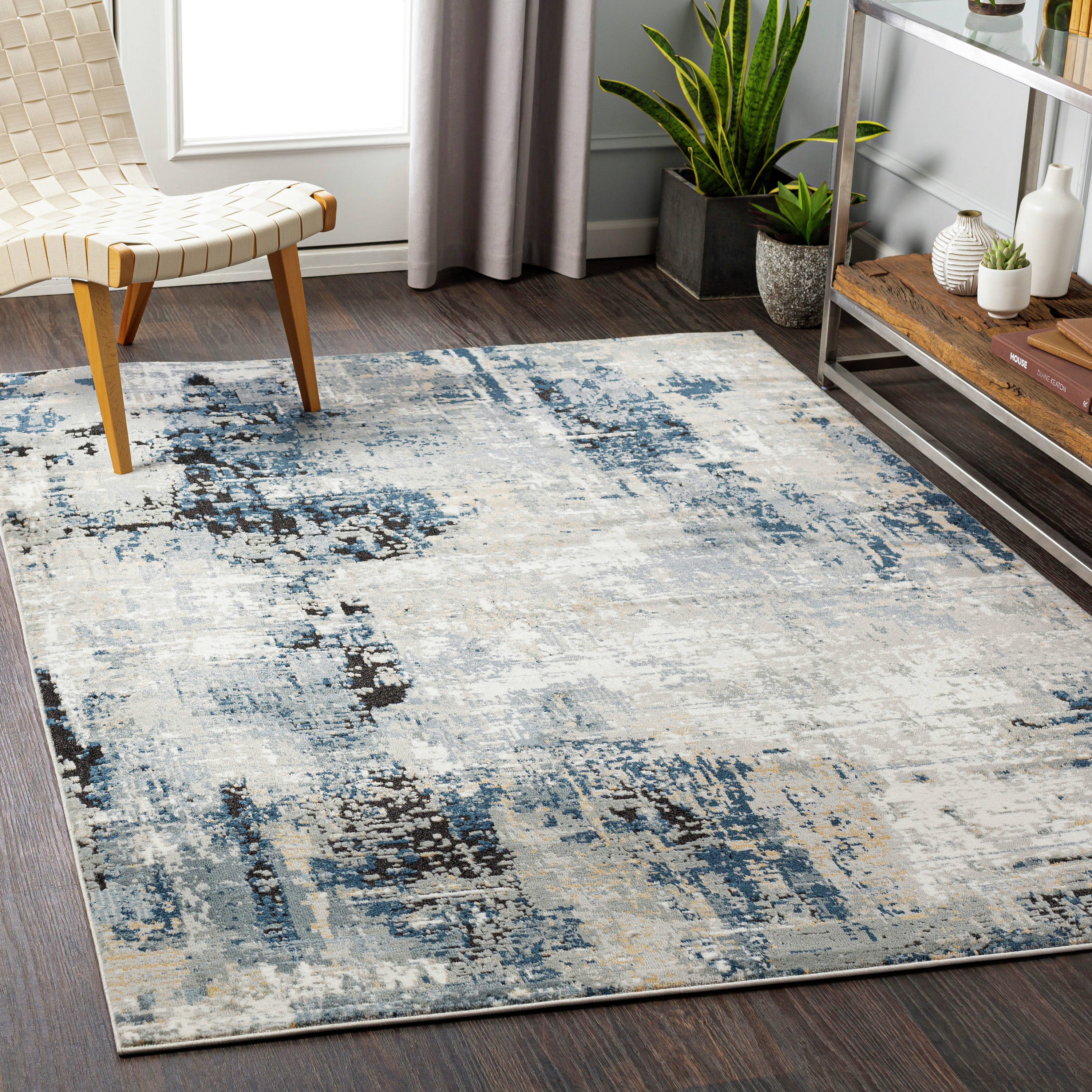 Joaquin Bath Rug Sand & Stable Color: Navy, Size: 20 W x 32 L