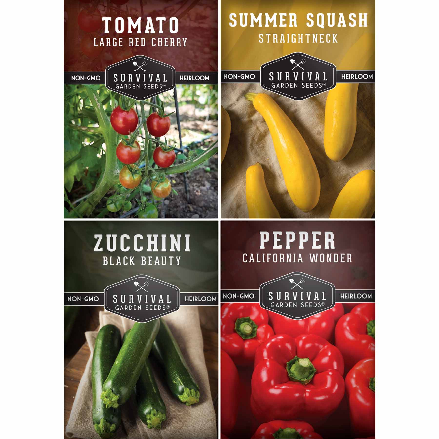 Survival Garden Seeds - 4 Grilling Kabob Skewer Vegetables Heirloom Seed Collection