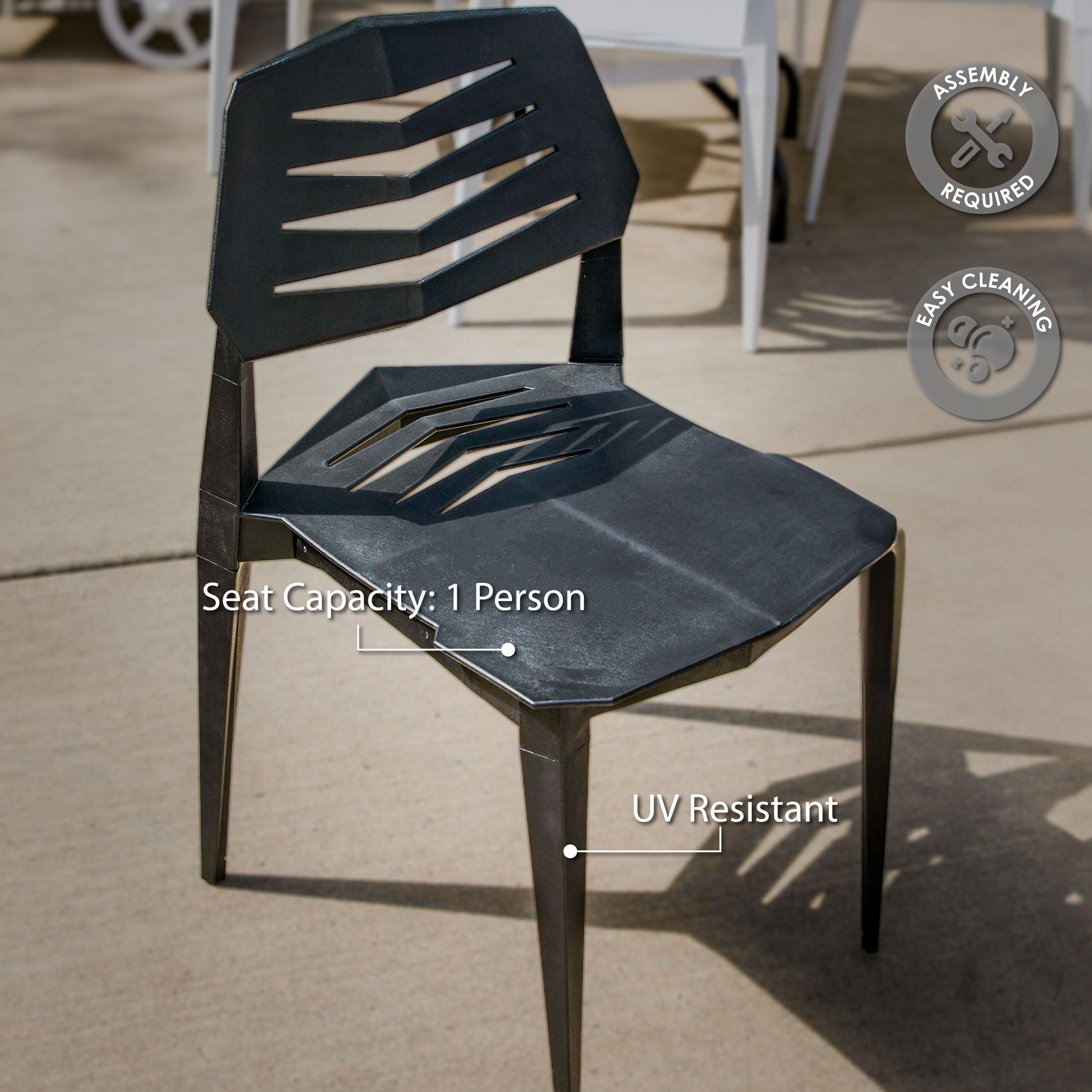 Matisse Black Polypropylene Armless Dining Chairs Set of 4