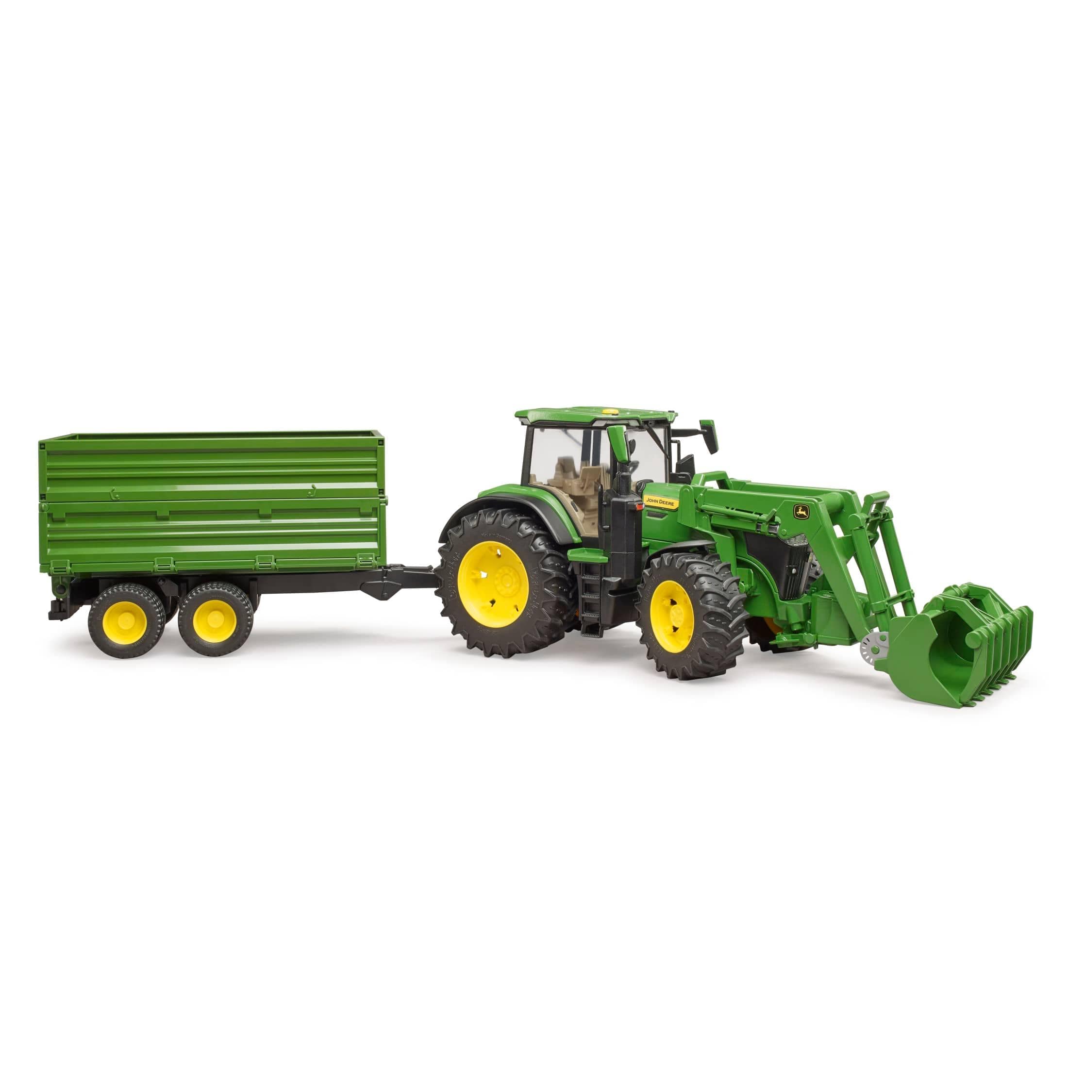 Lehman's 1684940 Bruder John Deere 7R 350 Tractor with Frontloader and Trailer Playset - 09828 Ages 4 and Up