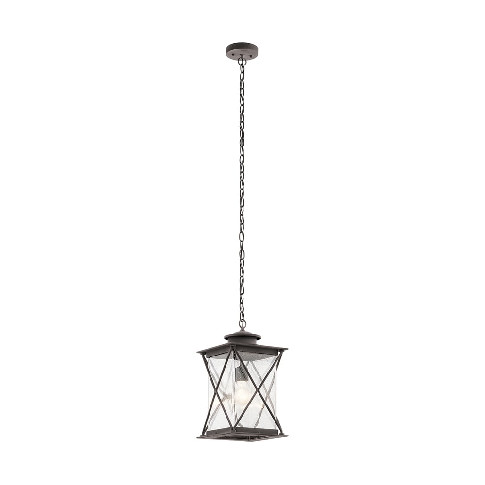 Kichler Argyle Weathered Zinc Farmhouse Clear Glass Lantern LED Pendant Light