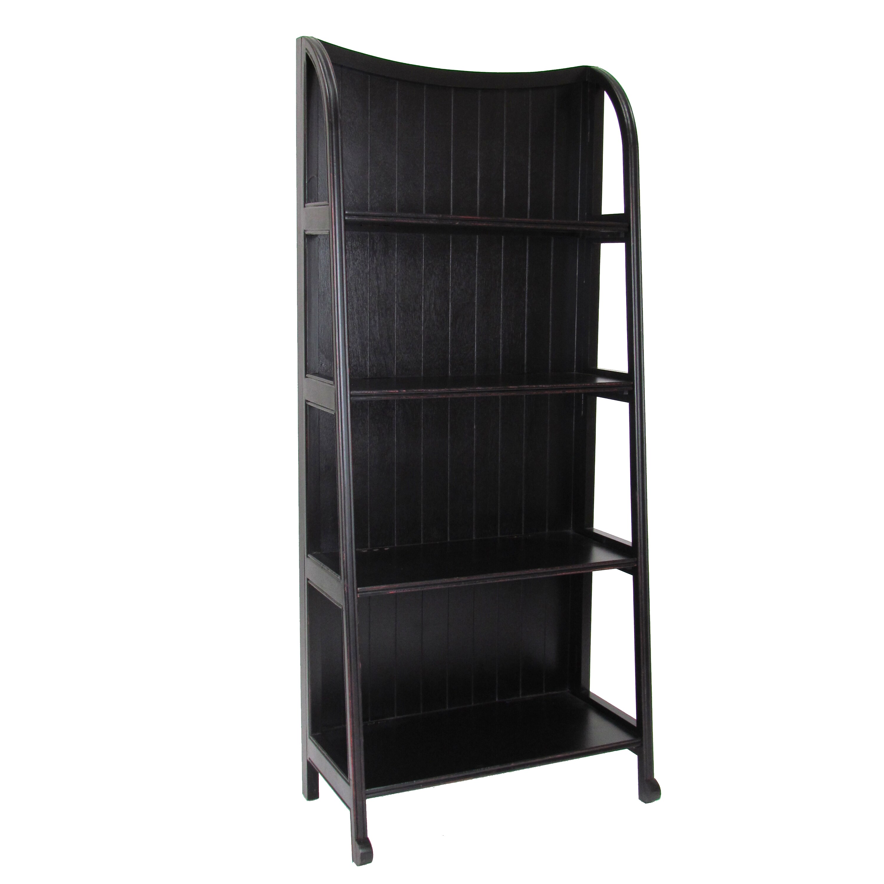 Benzara BM210449 4 -Tier Heavy Duty Black Wood Utility shelving unit ( 26-in W x 13-in D x 60-in H )