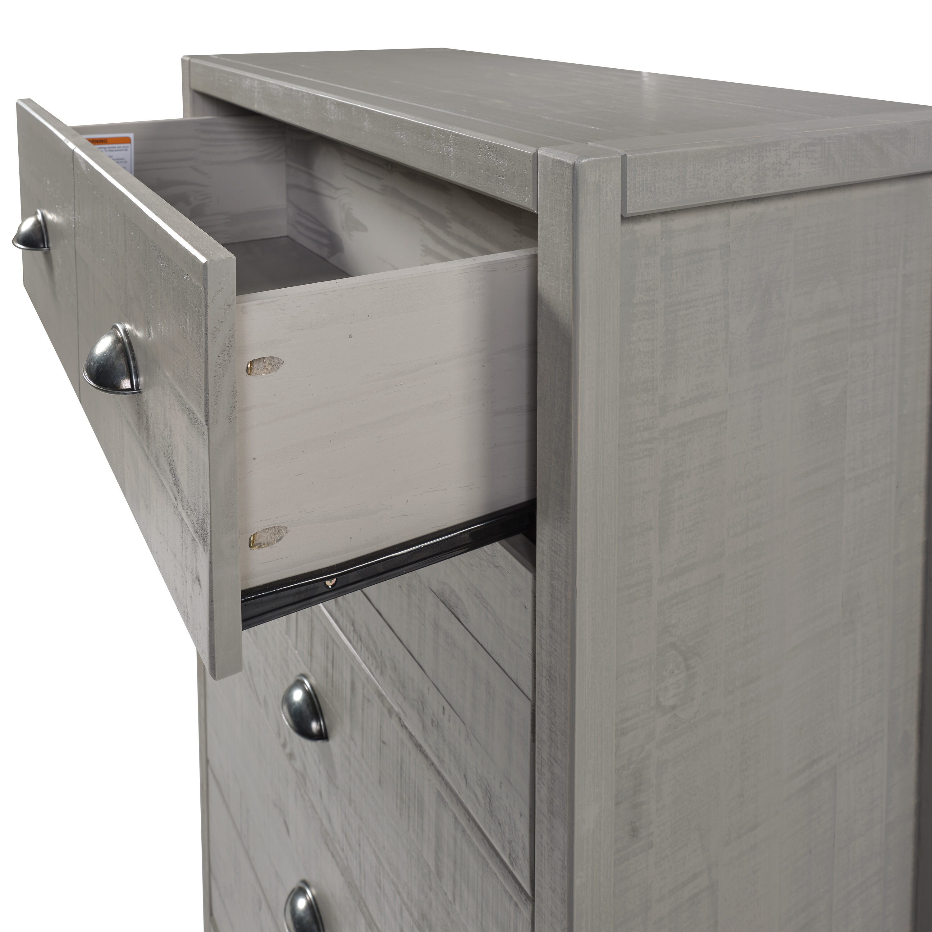 Hampton Driftwood Brown Pine Five Drawer Chest
