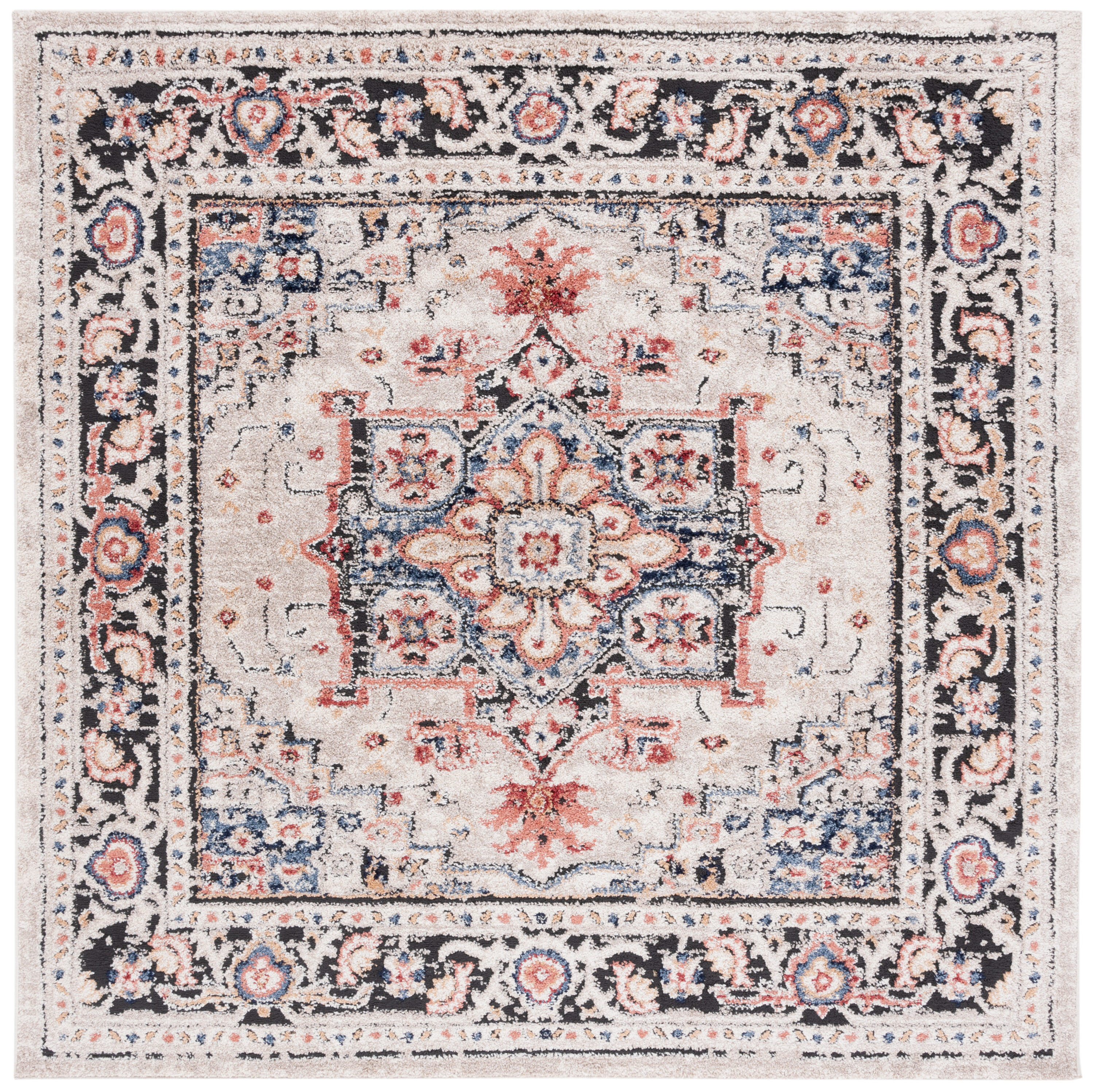 Luna 104B Beige/Black Rust 7 X 7 Area Rug